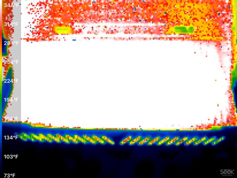 Infrared photo showing even distribution of heat across cooking surface