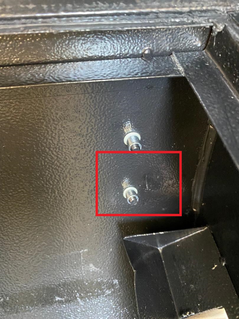 Inside where something hit it