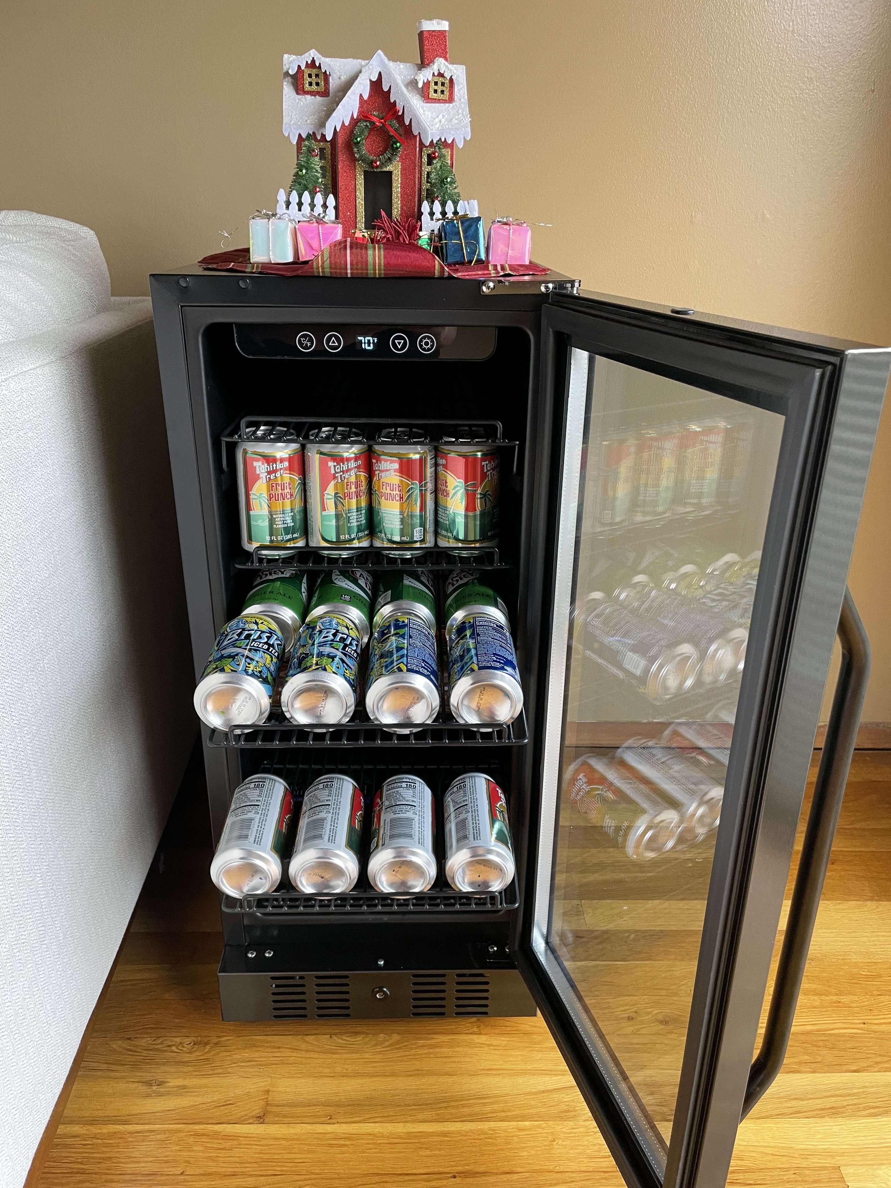 Our Newair  15" Built-in 96 Can Beverage Fridge in Black Stainless Steel