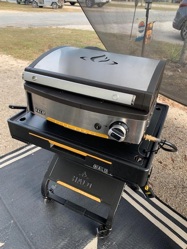 Look at how nice this cart is for holding our griddle.