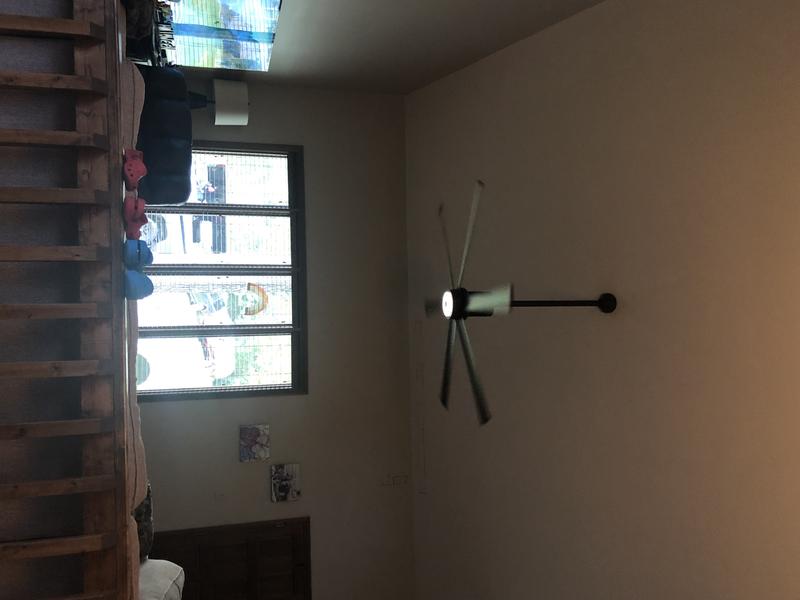 Fan in main living space - previously no circulation in the area. Now, no shortage of circulation!