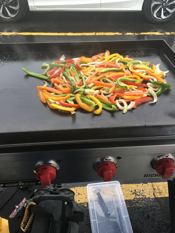 Cant have brats without peppers and onions.