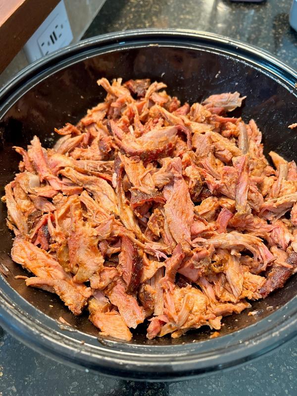Initial seasoning, first pork shoulder, pulled pork recipe complete!