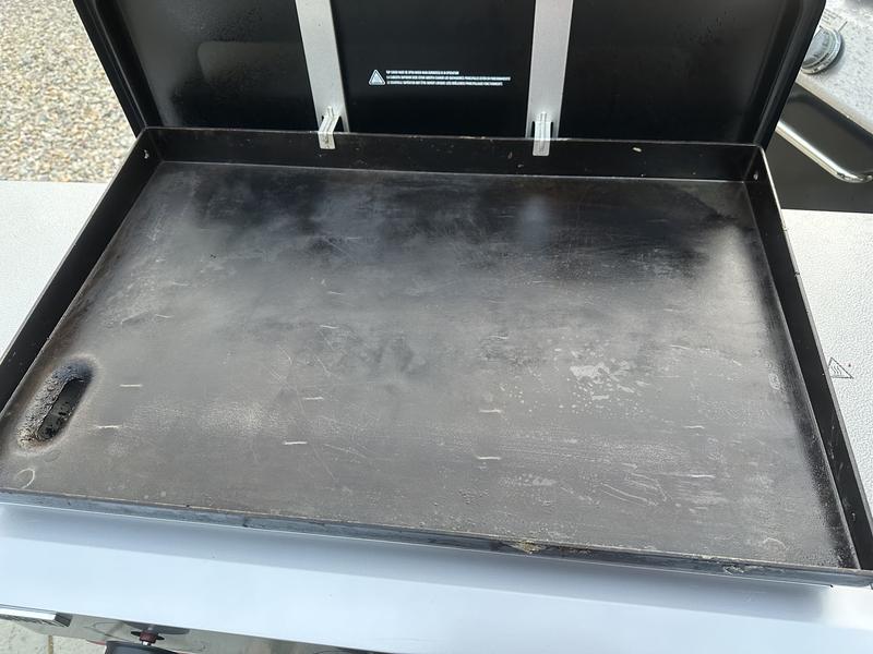 For some bizarre reason you'll notice the scratches are evenly spaced and in the exact same spots across the surface of the griddle… I can't figure out why… and these scratches were done by a simple griddle cleaning spatula.