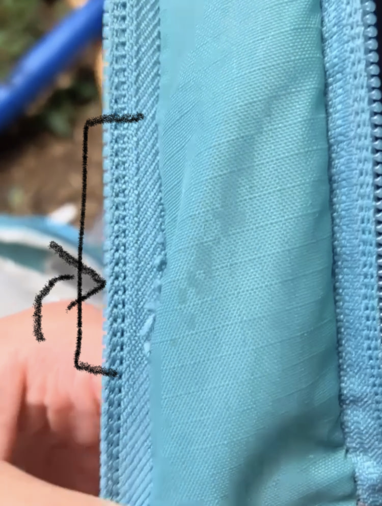 hard to see in this photo busted seams