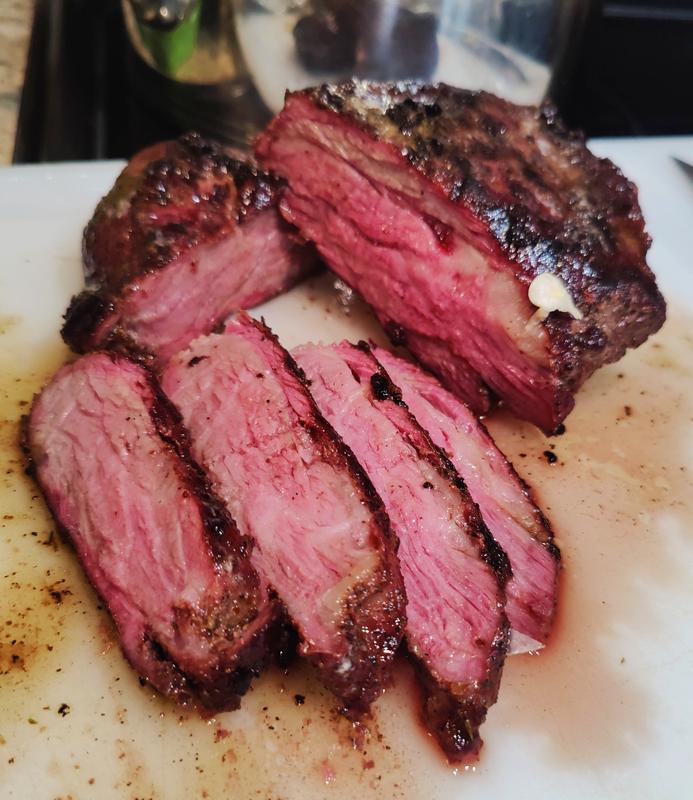Santa Maria tri tip reversed seared on cast iron