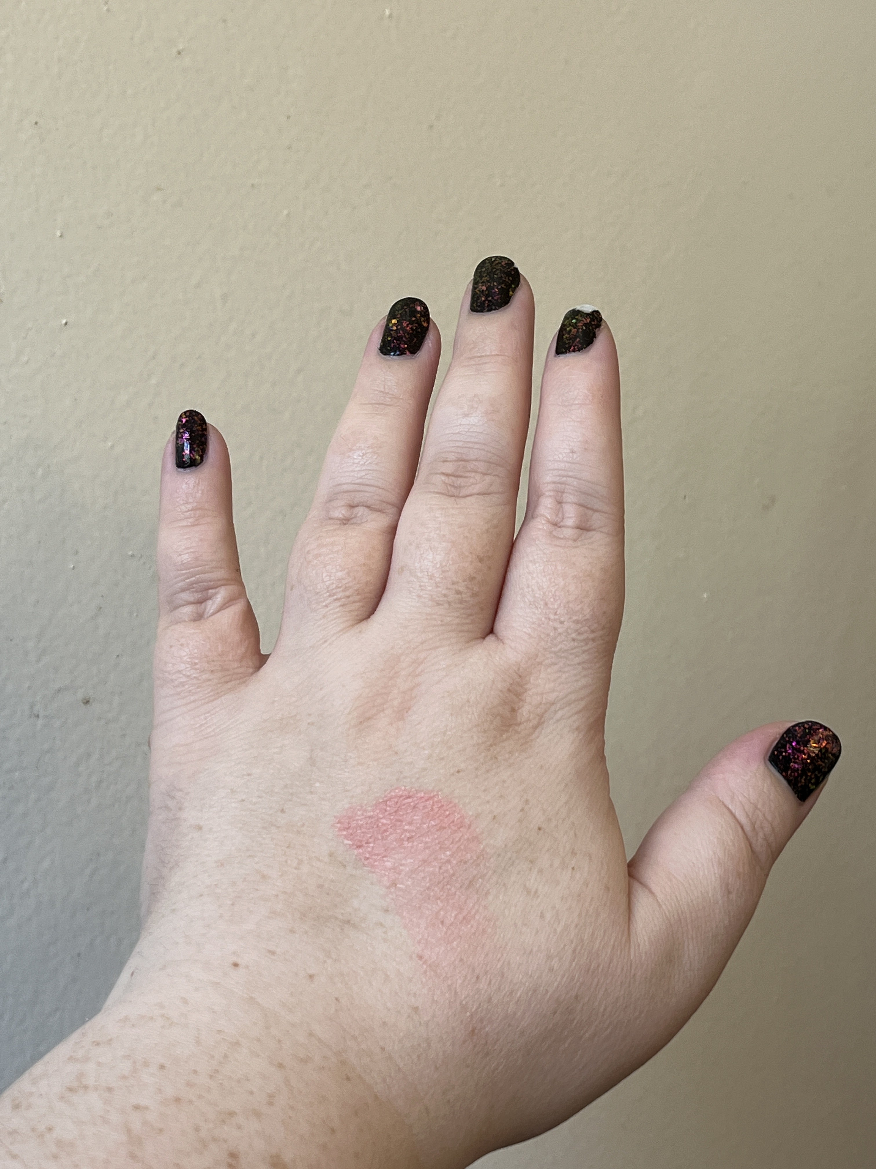 Swatch on my hand in daylight