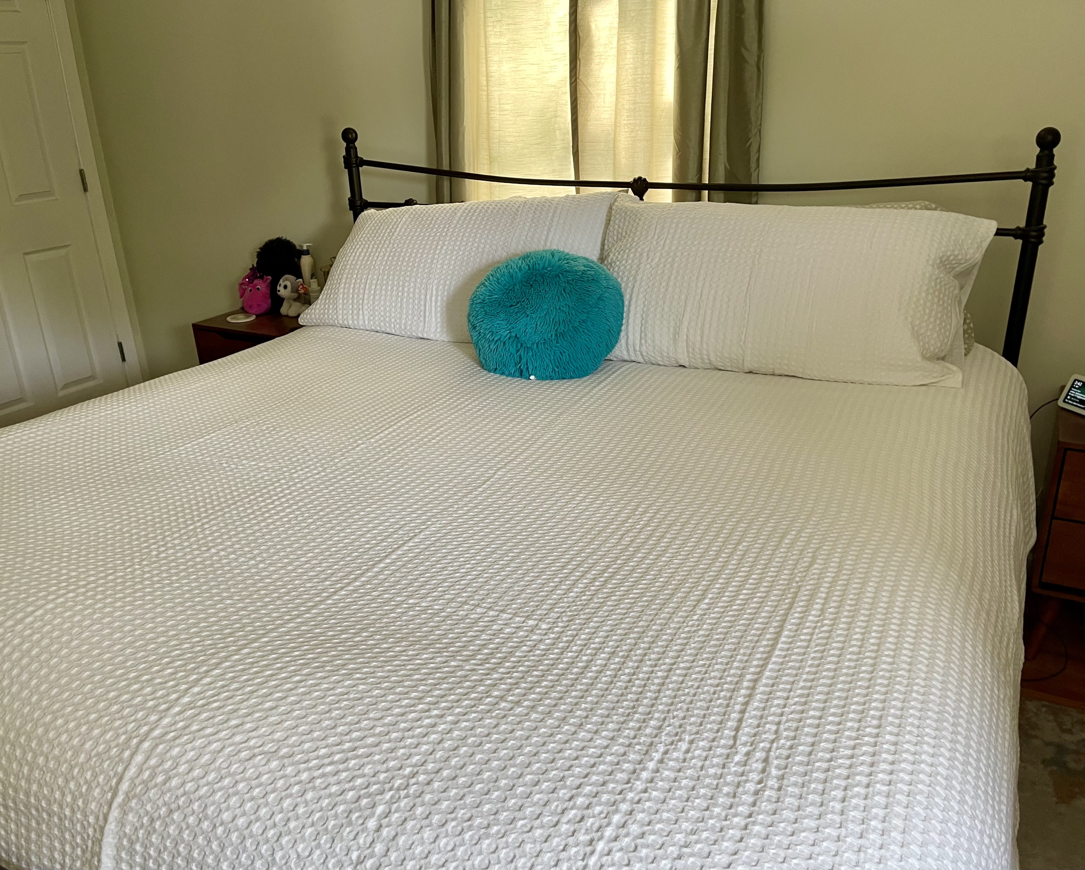 Throw pillow adds a nice pop if color.