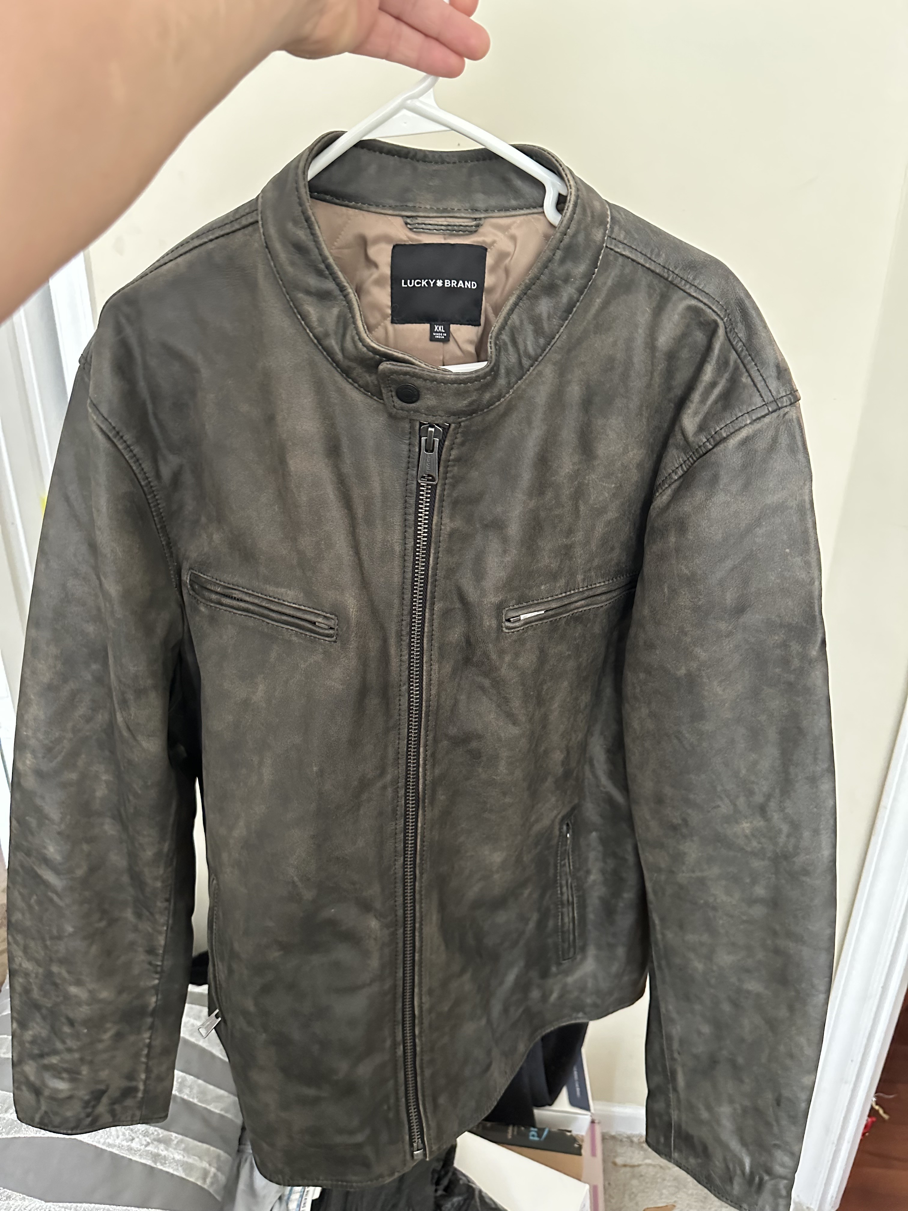 Lucky Brand Men's Washed Leather Zip-Front Bonneville Jacket - Macy's