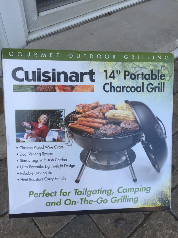 Cuisinart Portable Charcoal Grill in its box upon arrival