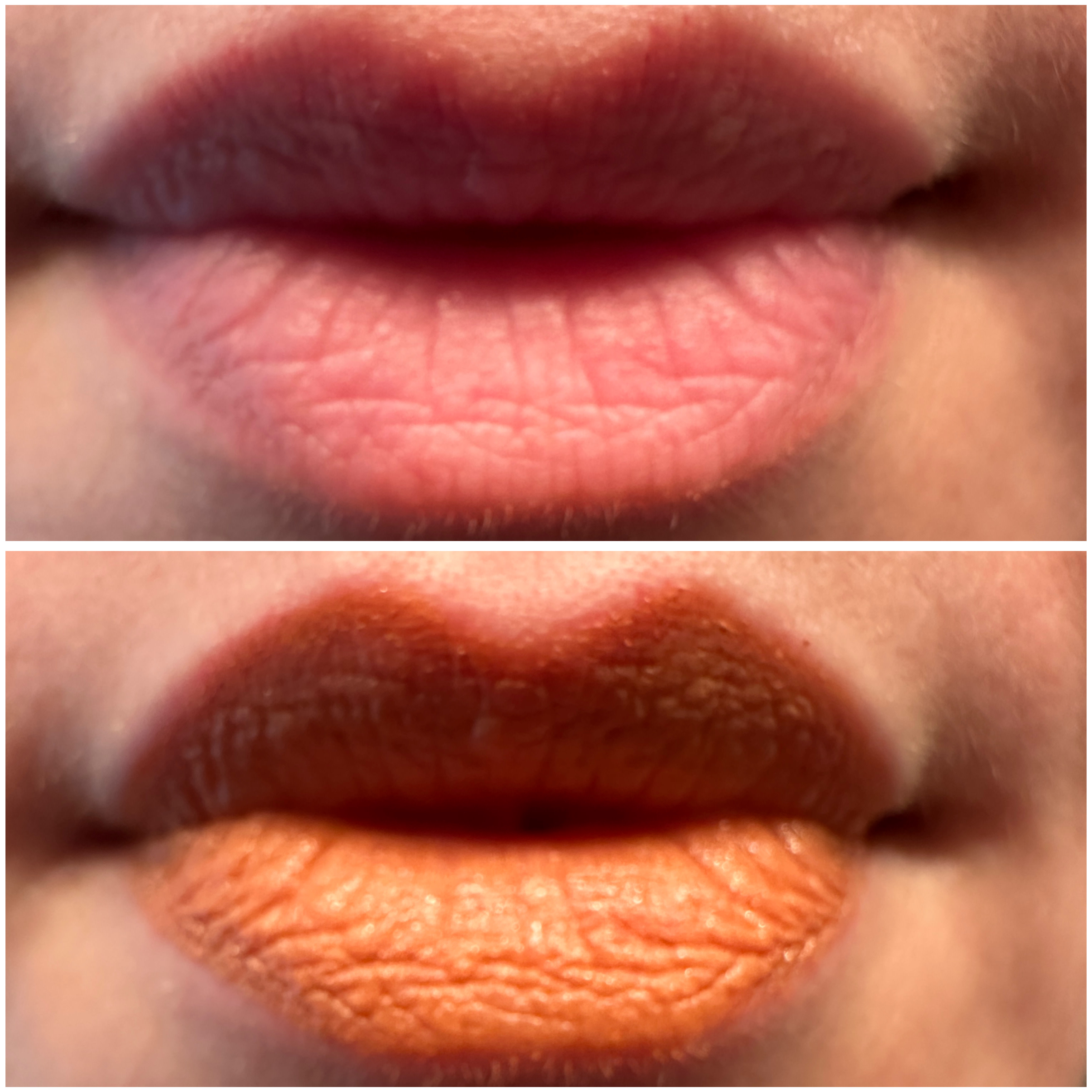 Top: no product Bottom: Peach lip butter
