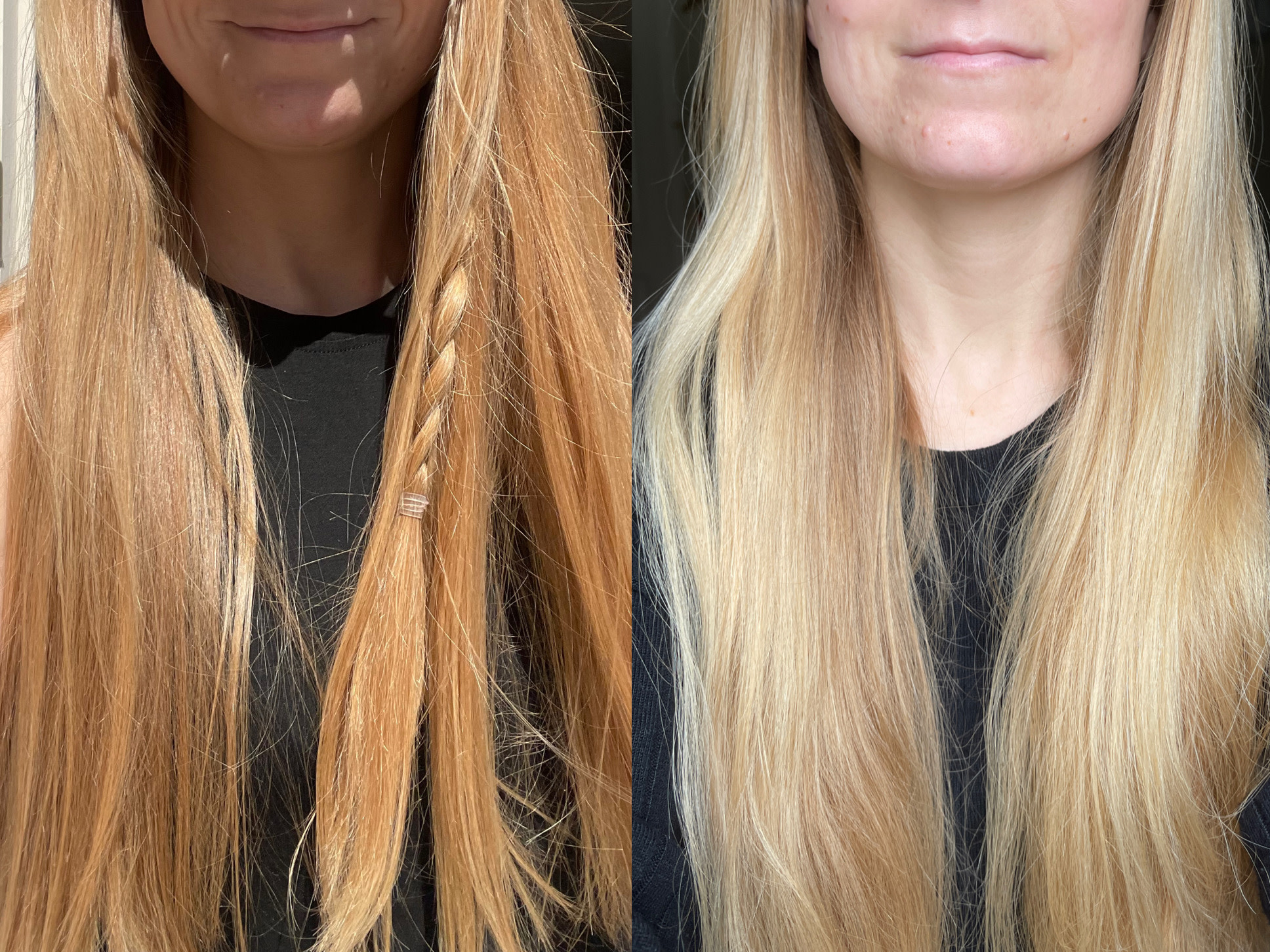 Before on the left & After one application on the right