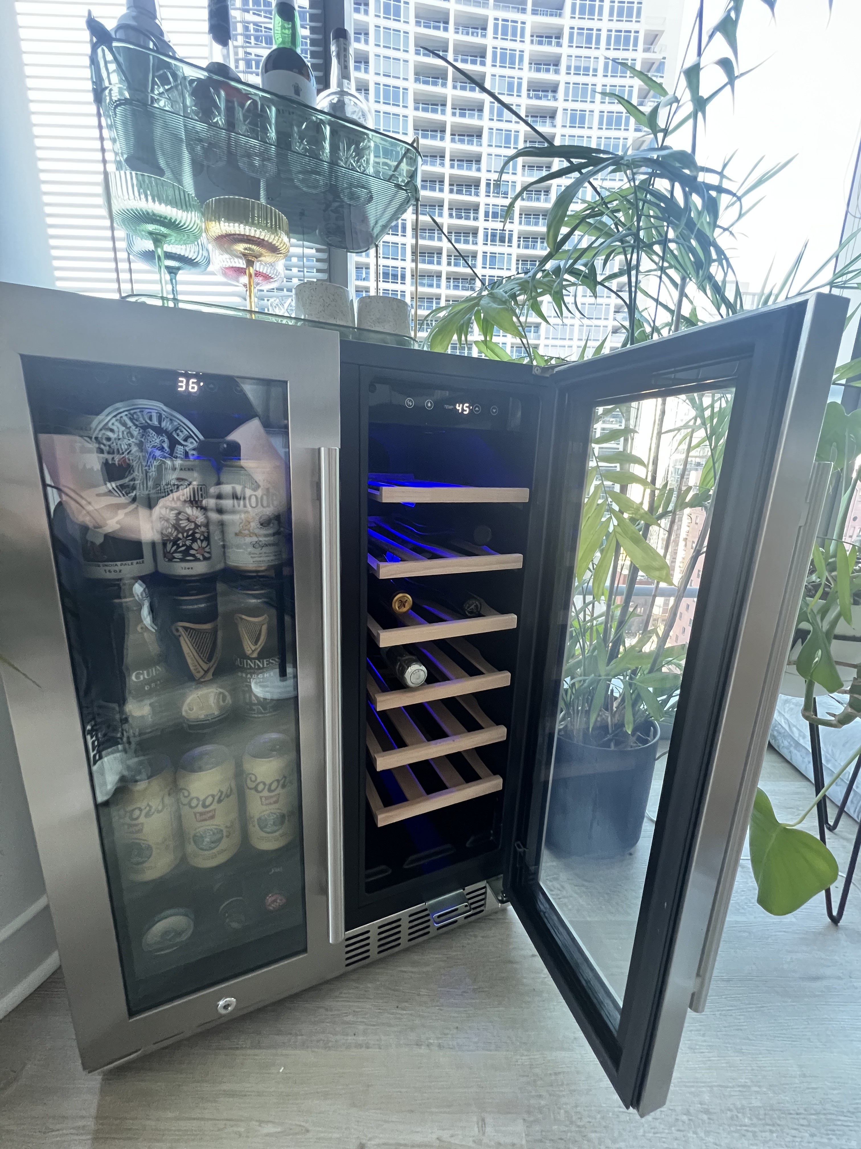 Wine fridge side is clutch.