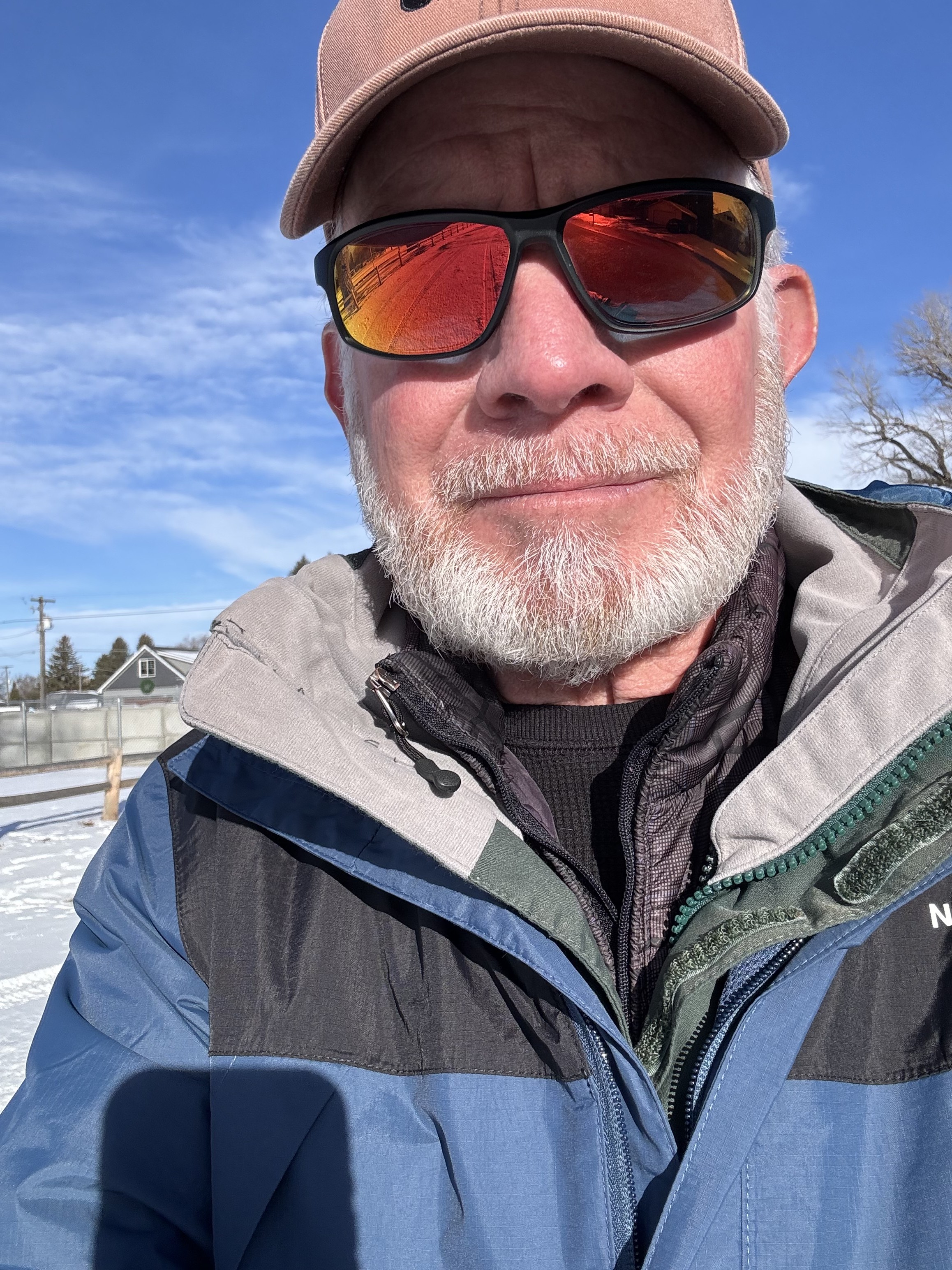 "On my walk with my new jacket on."