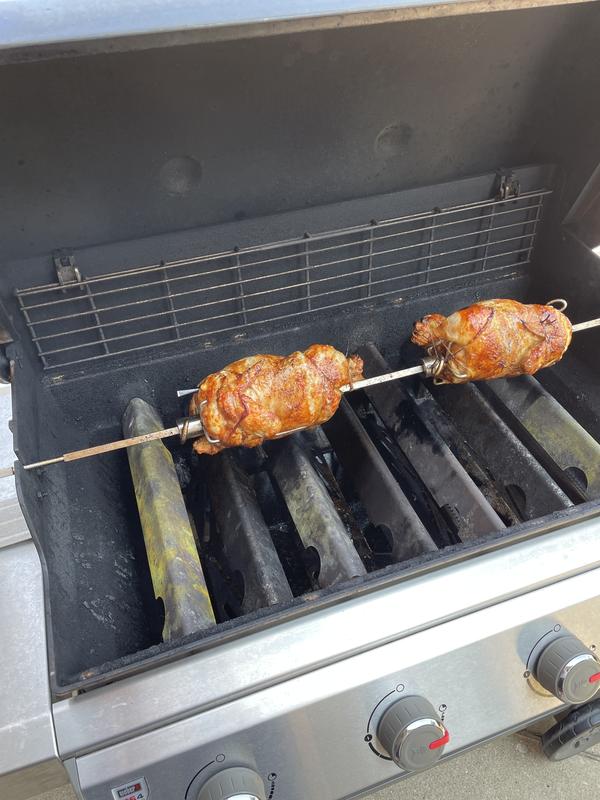 2 whole chickens after about 50 minutes at 350 degrees.