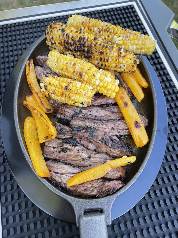 First cook Steak Frittas with corn ribs and peppers