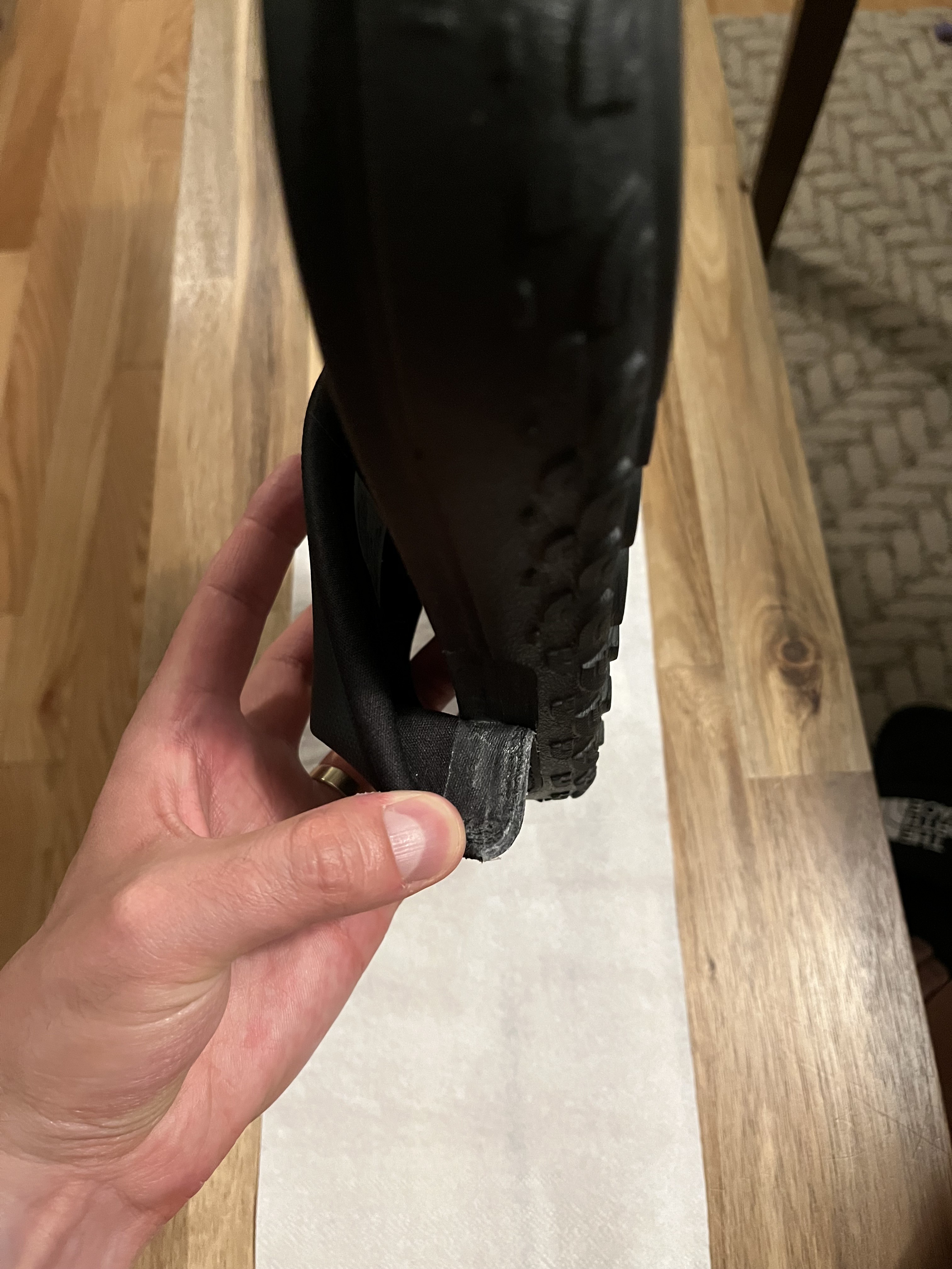 Showing upper that came loose from