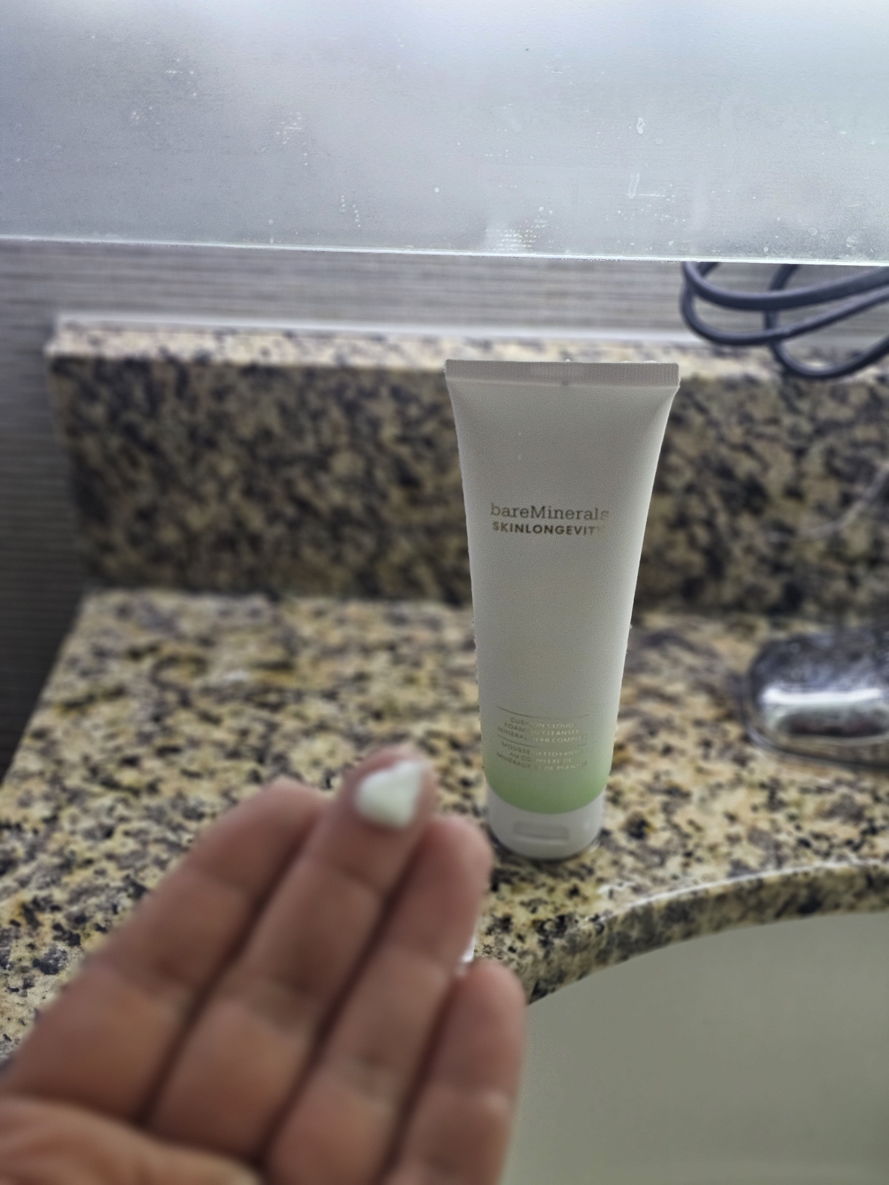 Dollop of the pearly white @BareMinerals @SKINLONGEVITY Cloud Cleanser