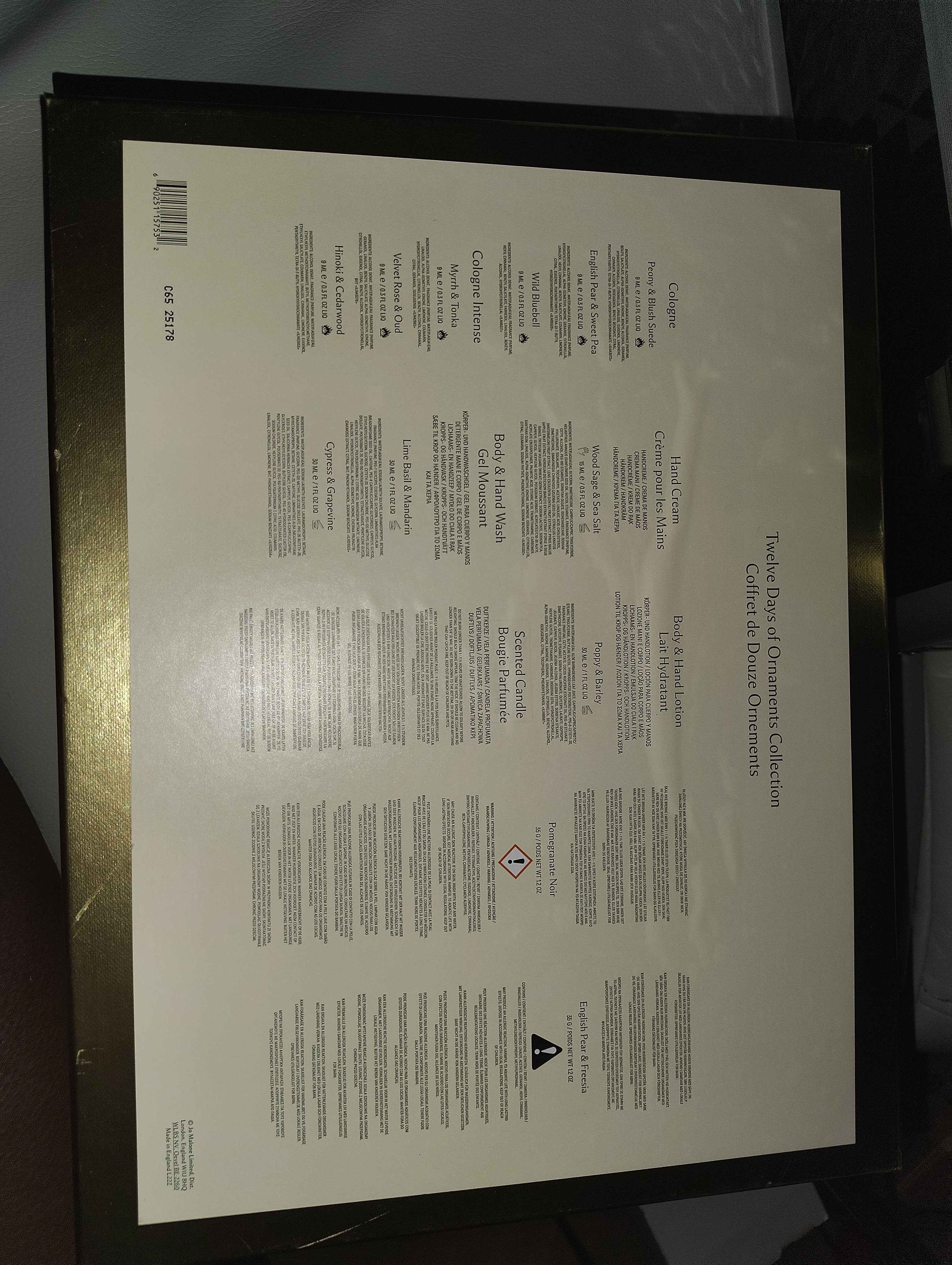 12 items included on the backside of box