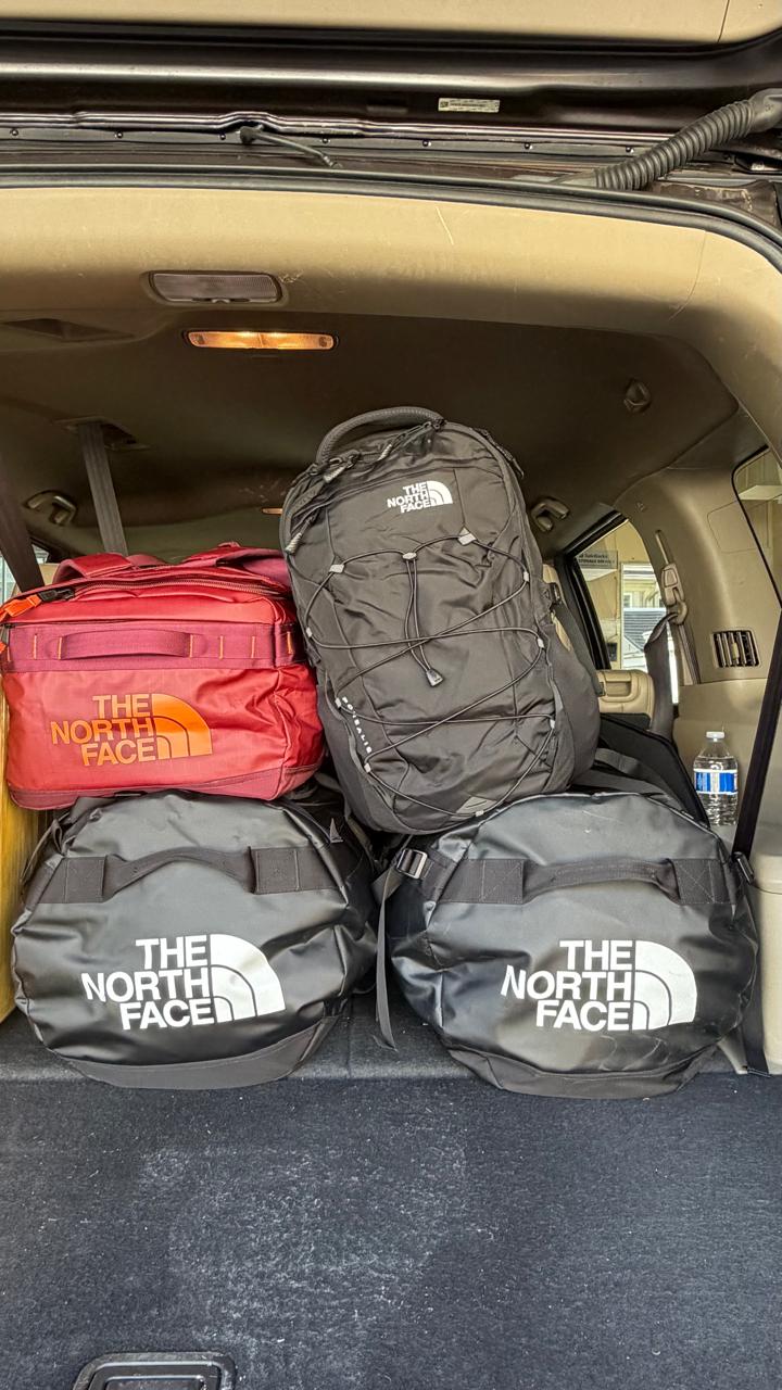 Going to explore with my beautiful TNF duffels and clothes.