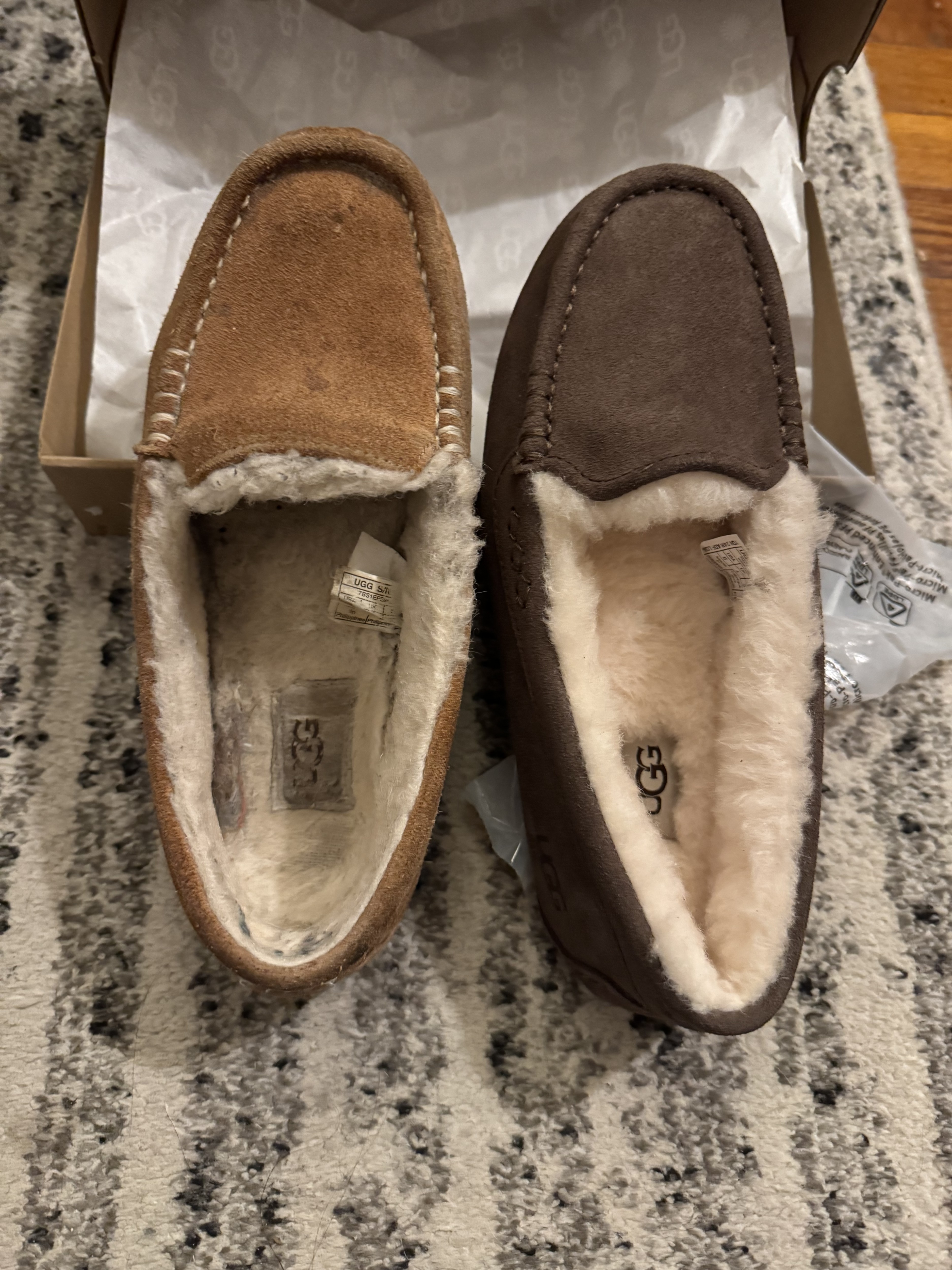 Both size 6/ old shoe on Left, New on Right.