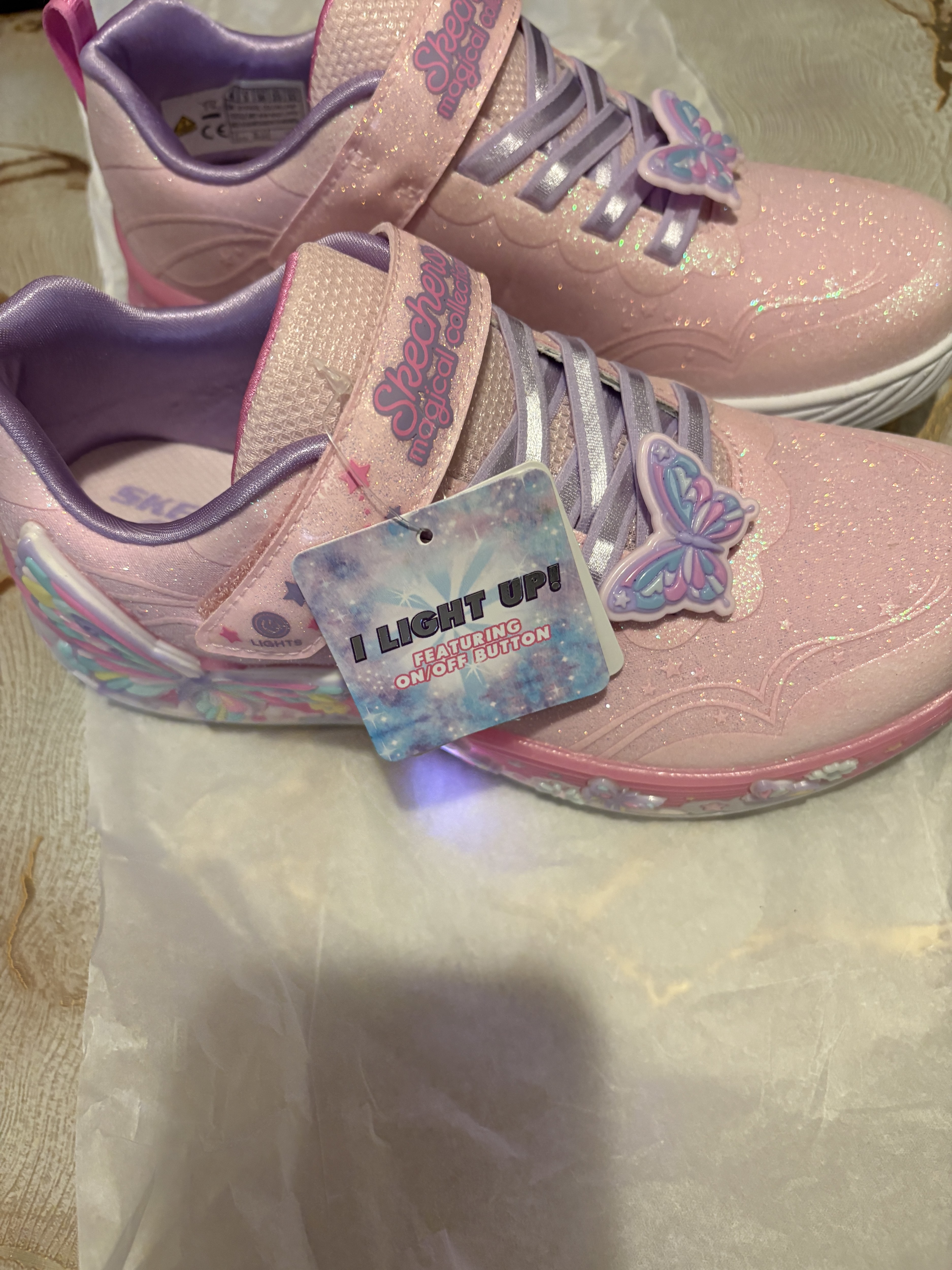 Skechers Little Girls' S-Lights: Butterfly Bliss Light-Up