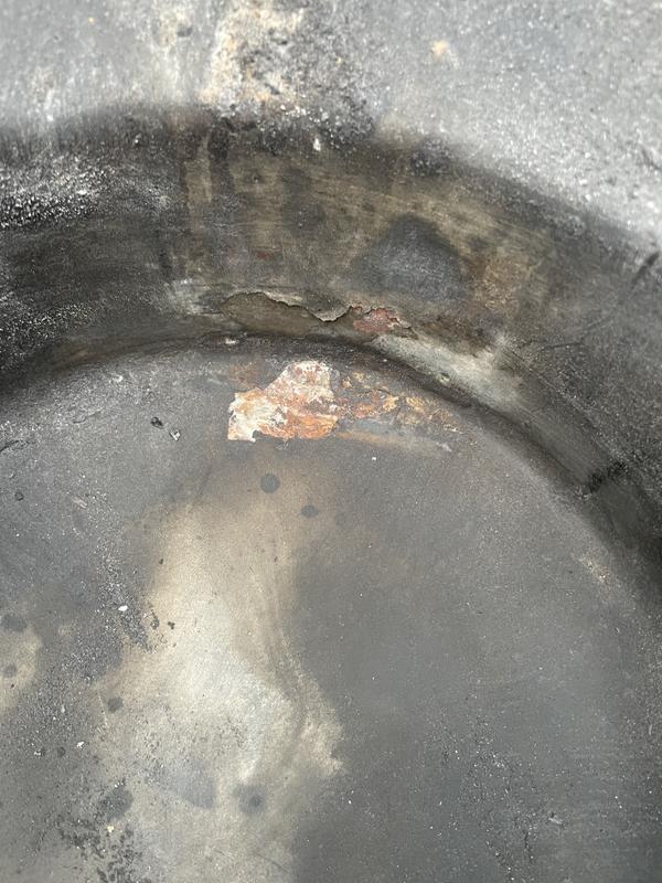 Exposed metal and rust