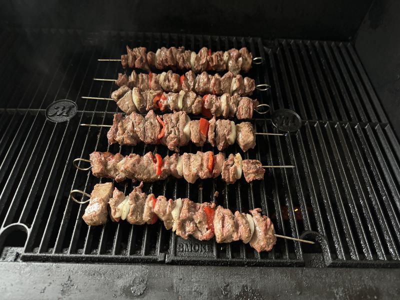 Tenderloin kabobs! Ken's Greek Dressing Marinade.