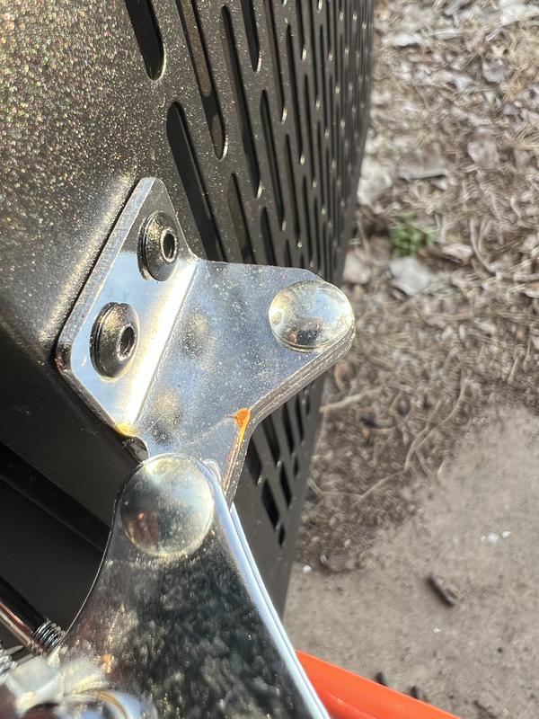 Poor build quality, nuts do not fit due to welding waste. Rusting. One welded nut is the wrong size for any screw in the package, other two nuts for the leg are the correct size.