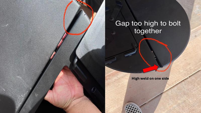 High Weld - gap too large to assemble bolt on one side of fire box