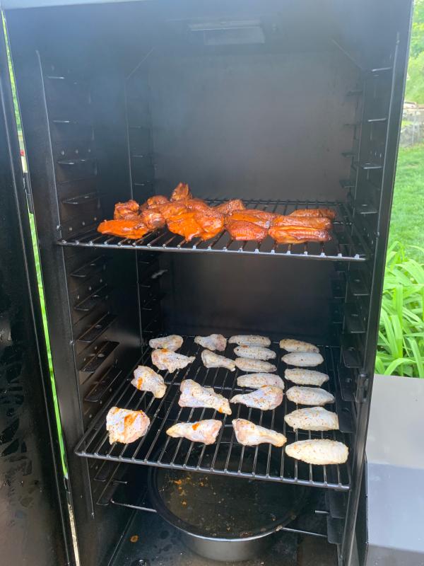 Buffalo chicken wings and second batch put on