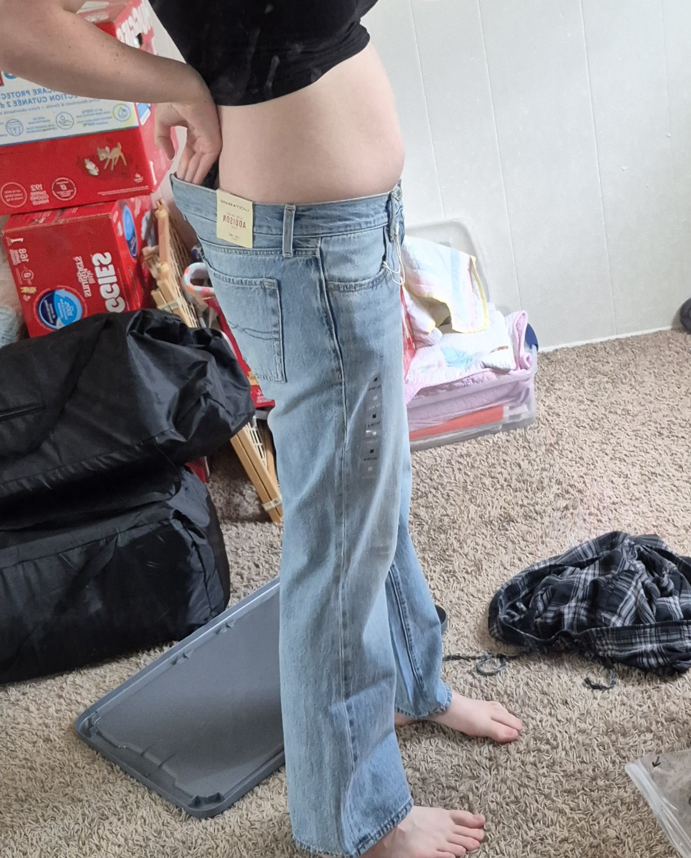 Side, showing extra fabric