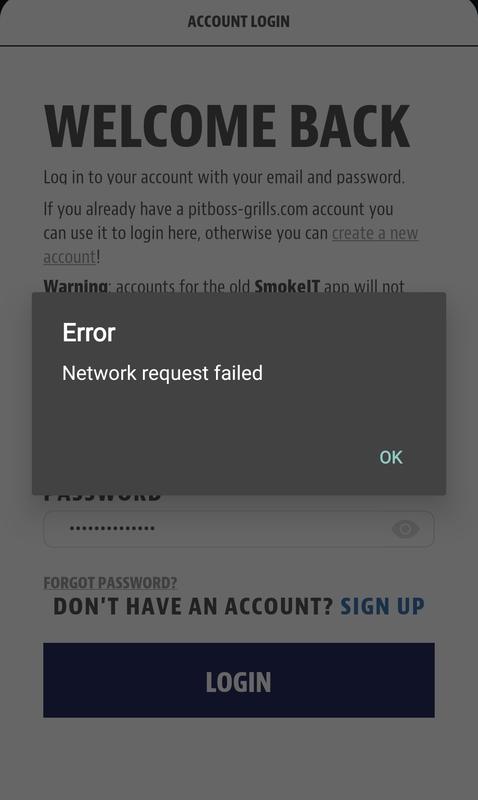 App not connecting, can't go further