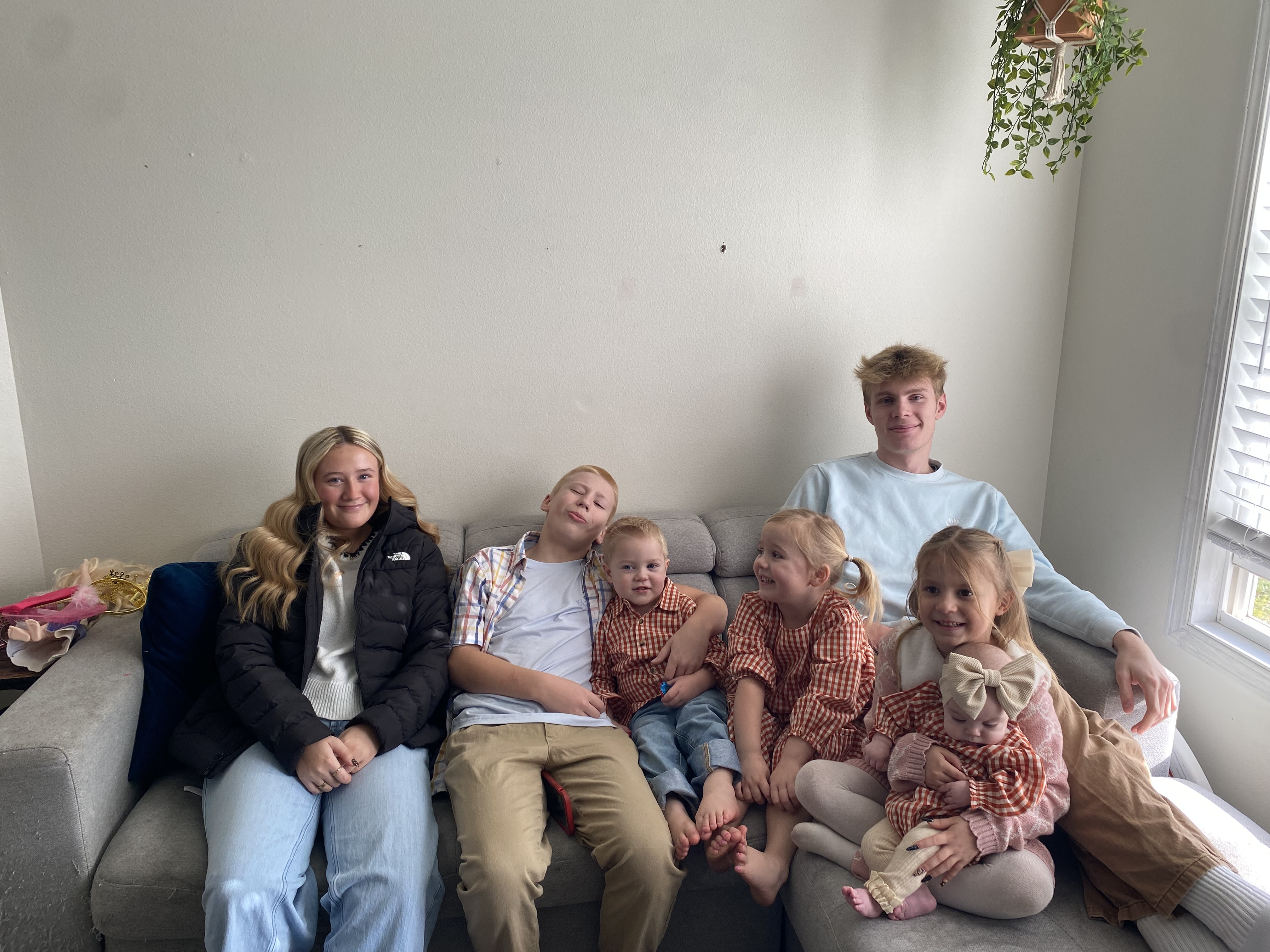 My daughters on the left wearing the coat!