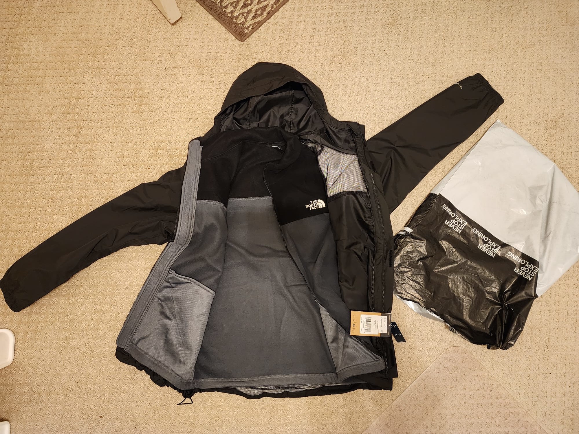 Full Black Outer Shell with Gray+Black Inner fleece