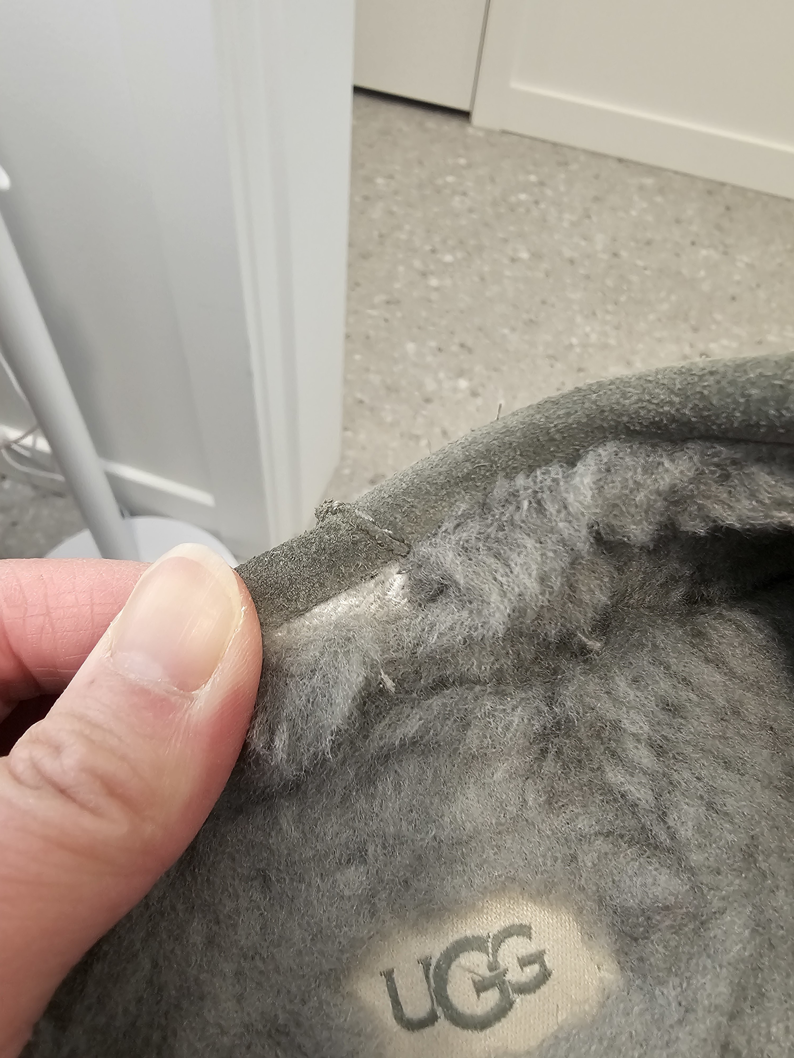 Shearling separating from the lining