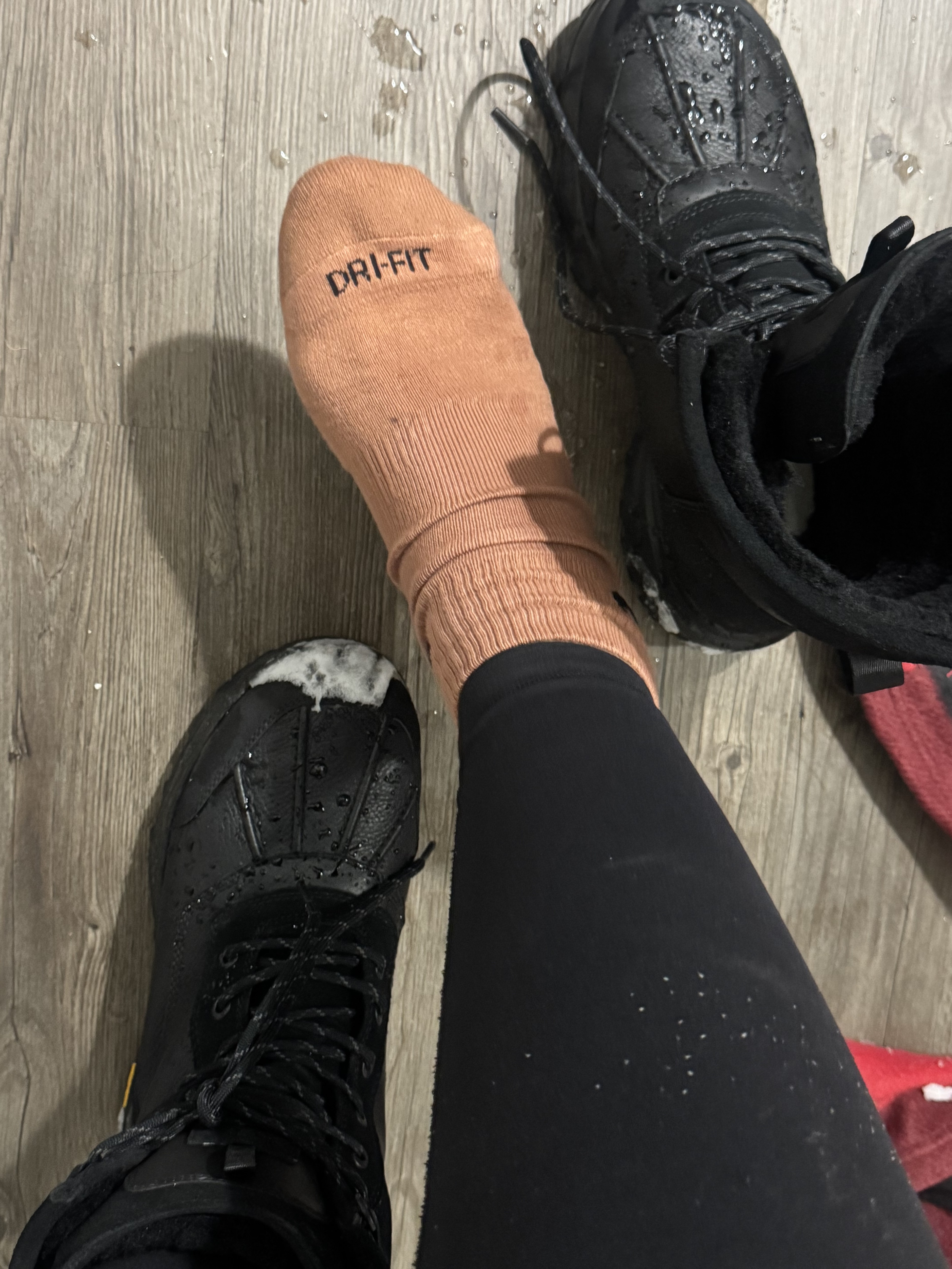 You can see the water stains on my socks