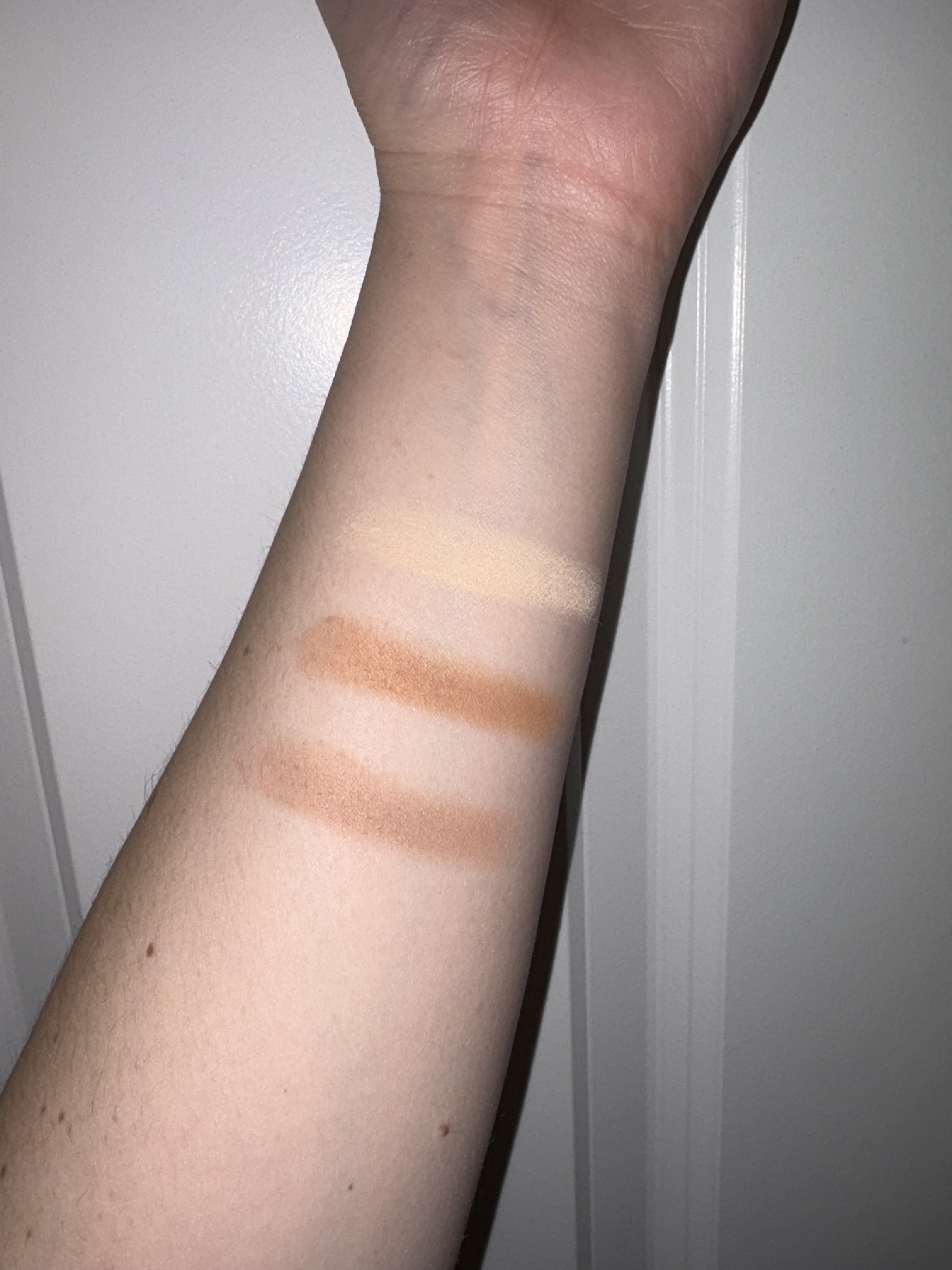 Color swatches on wrist