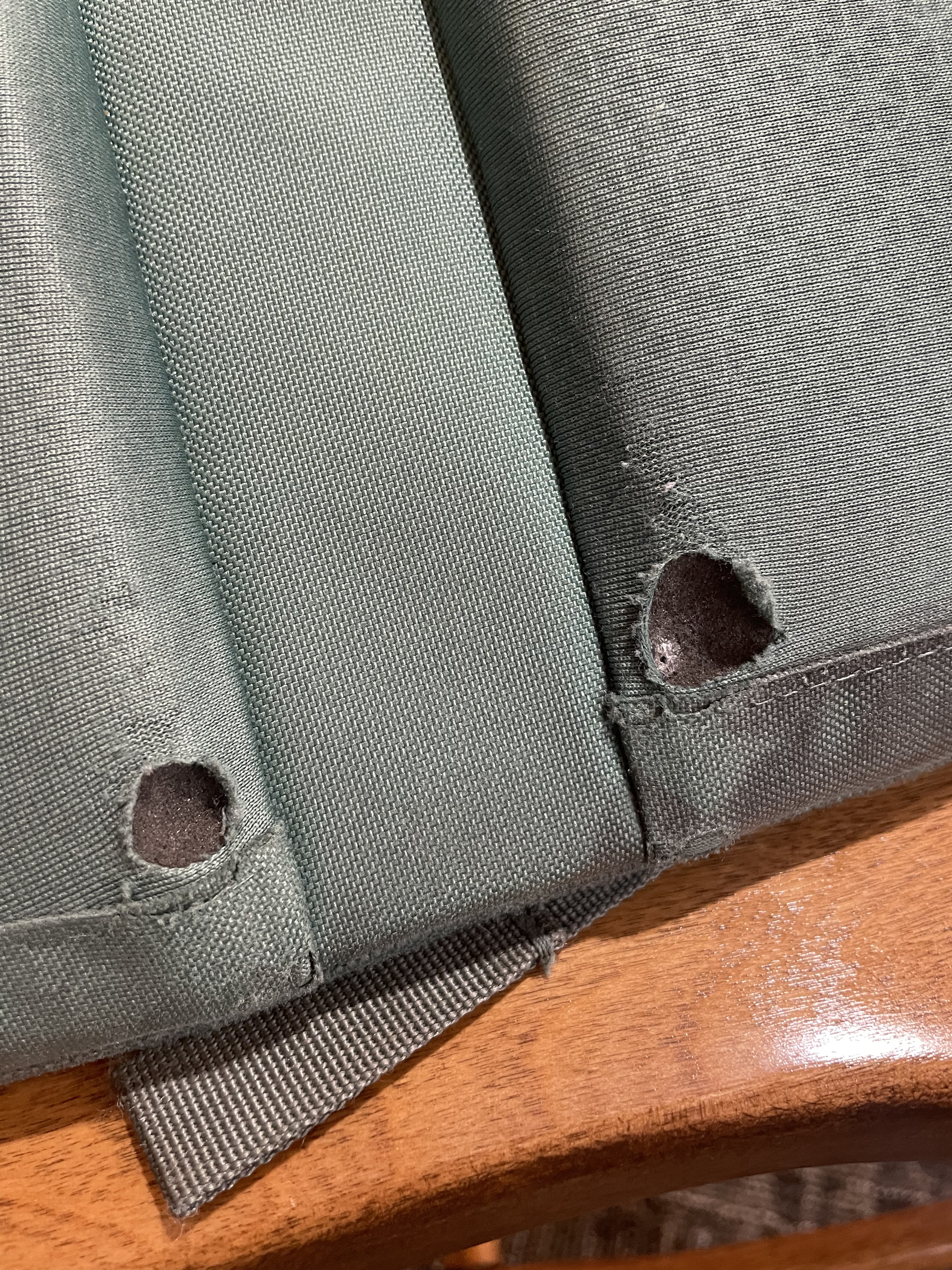 close up of the worn section