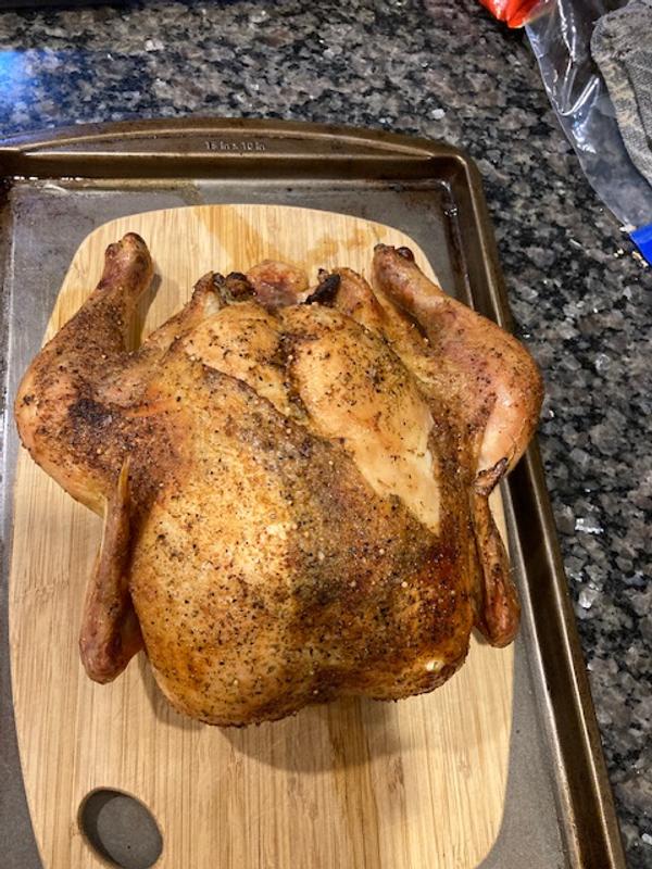 Whole slow roasted chicken.