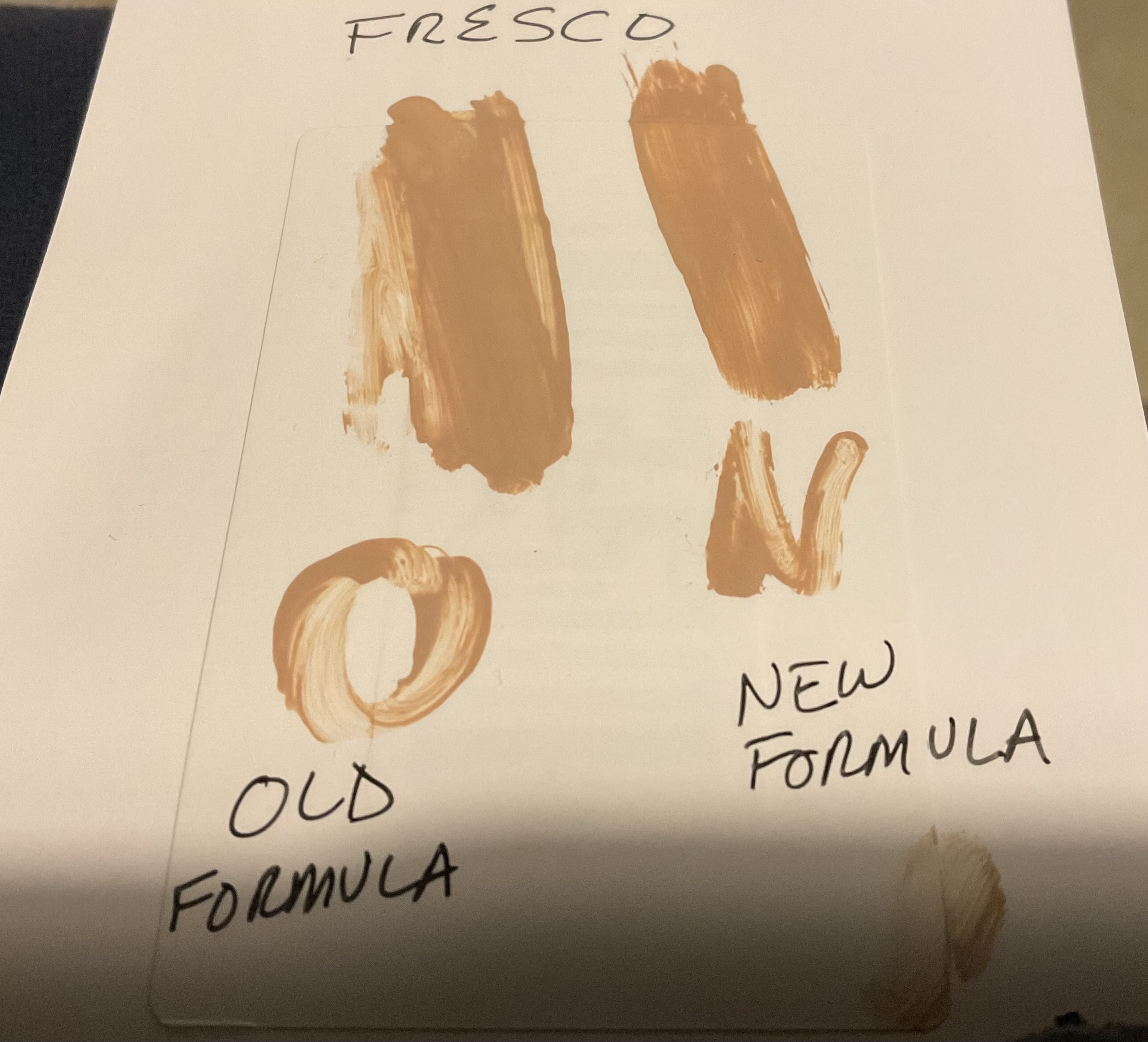 New formula too peachy (on right)