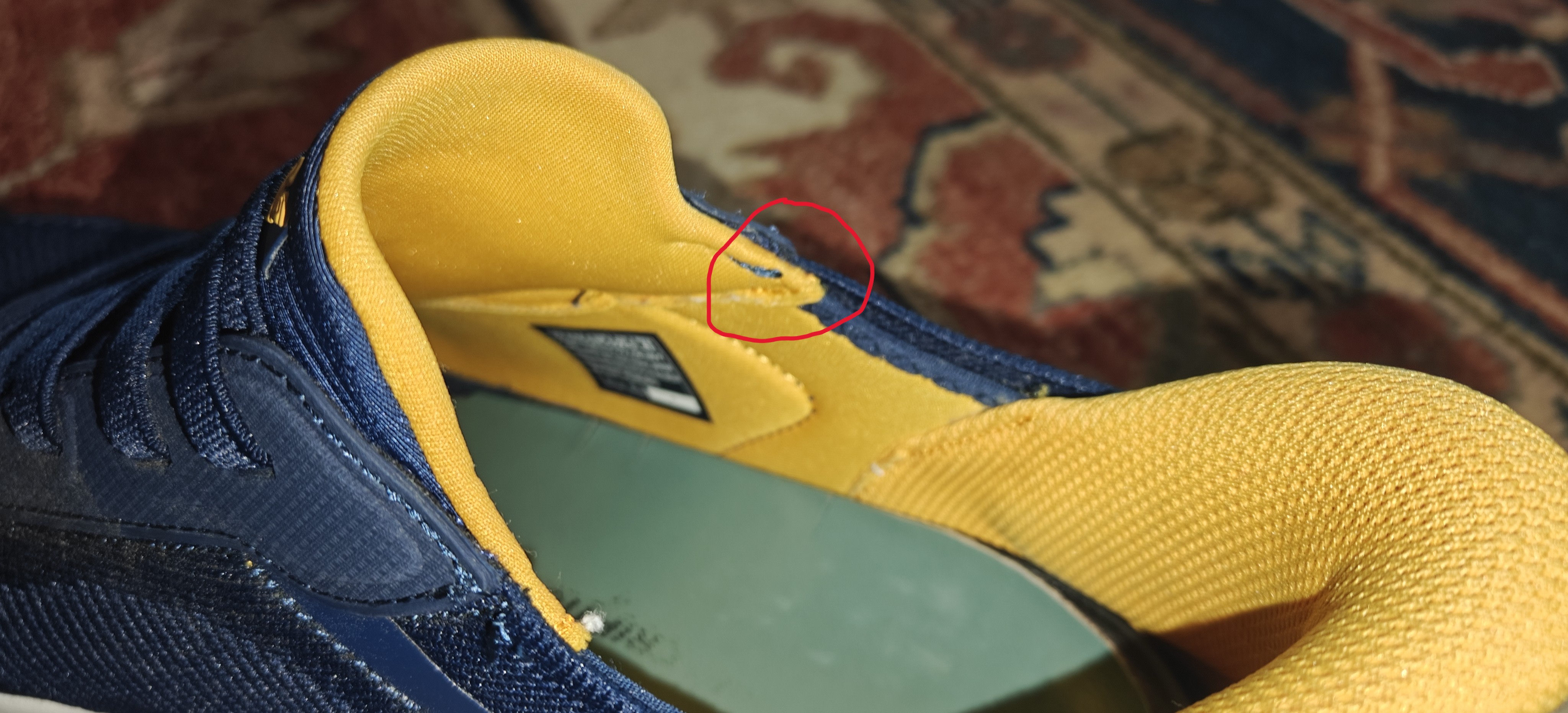 Sharp unpadded seam causes discomfort