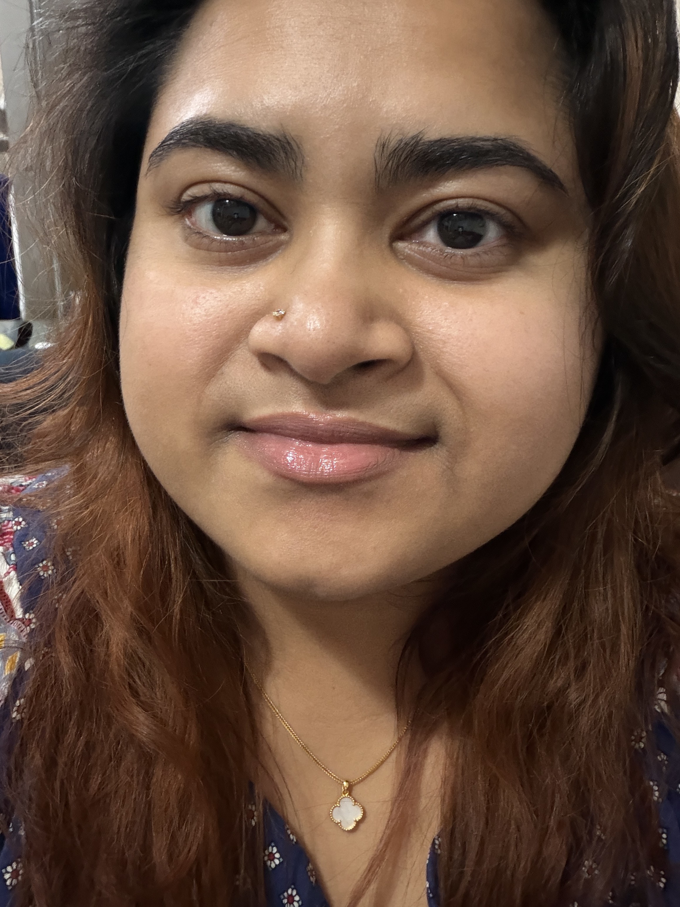 Lip balm on bare face