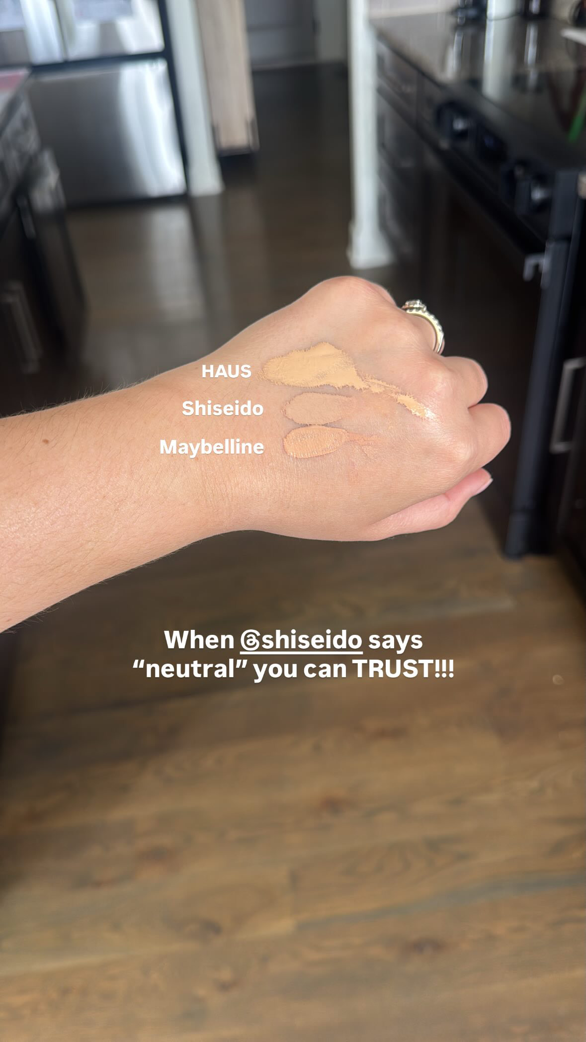 The two other brands' "neutral" shades.. Shiseido actually is neutral though!
