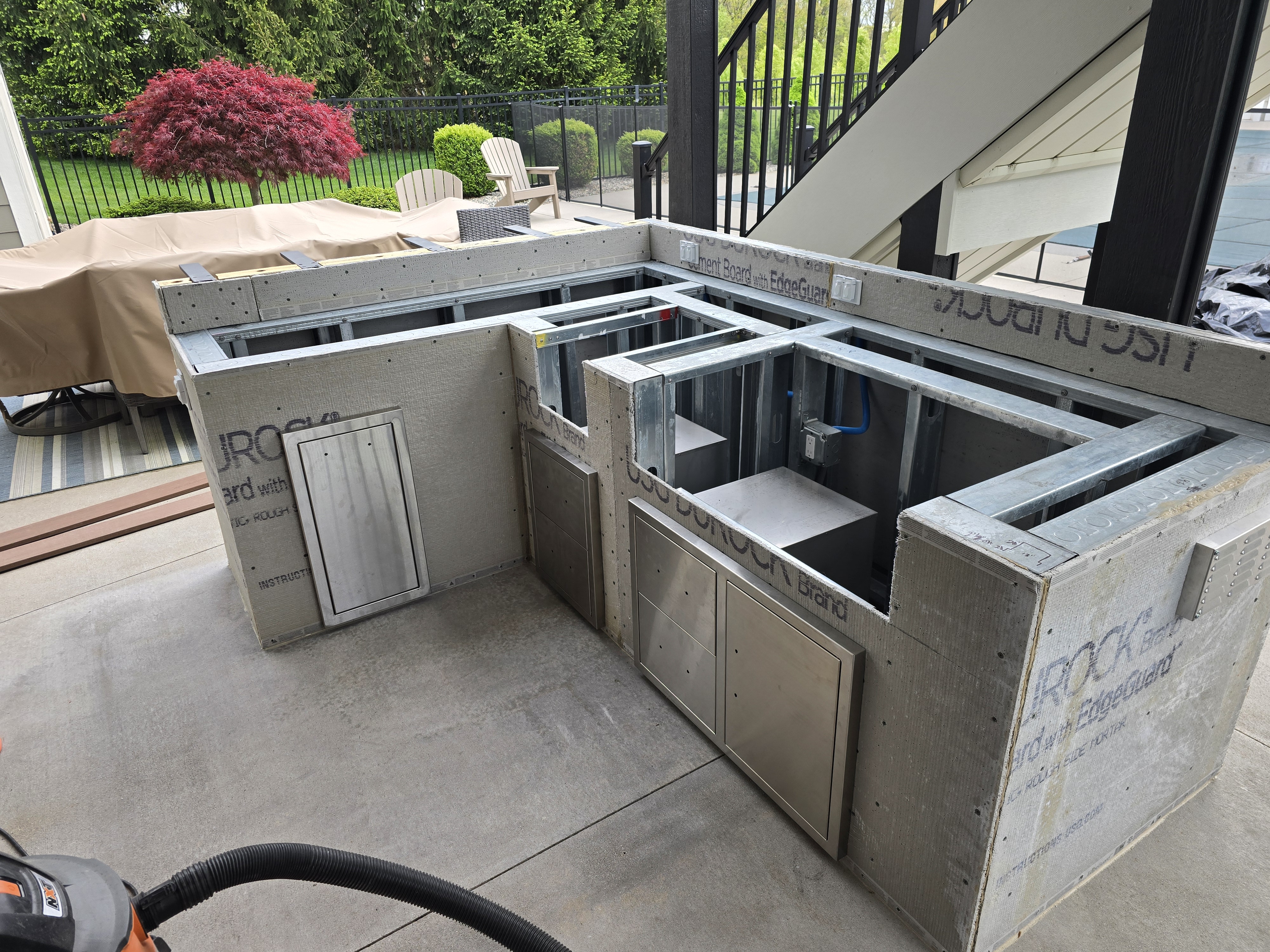 Installed prior to stone and handles