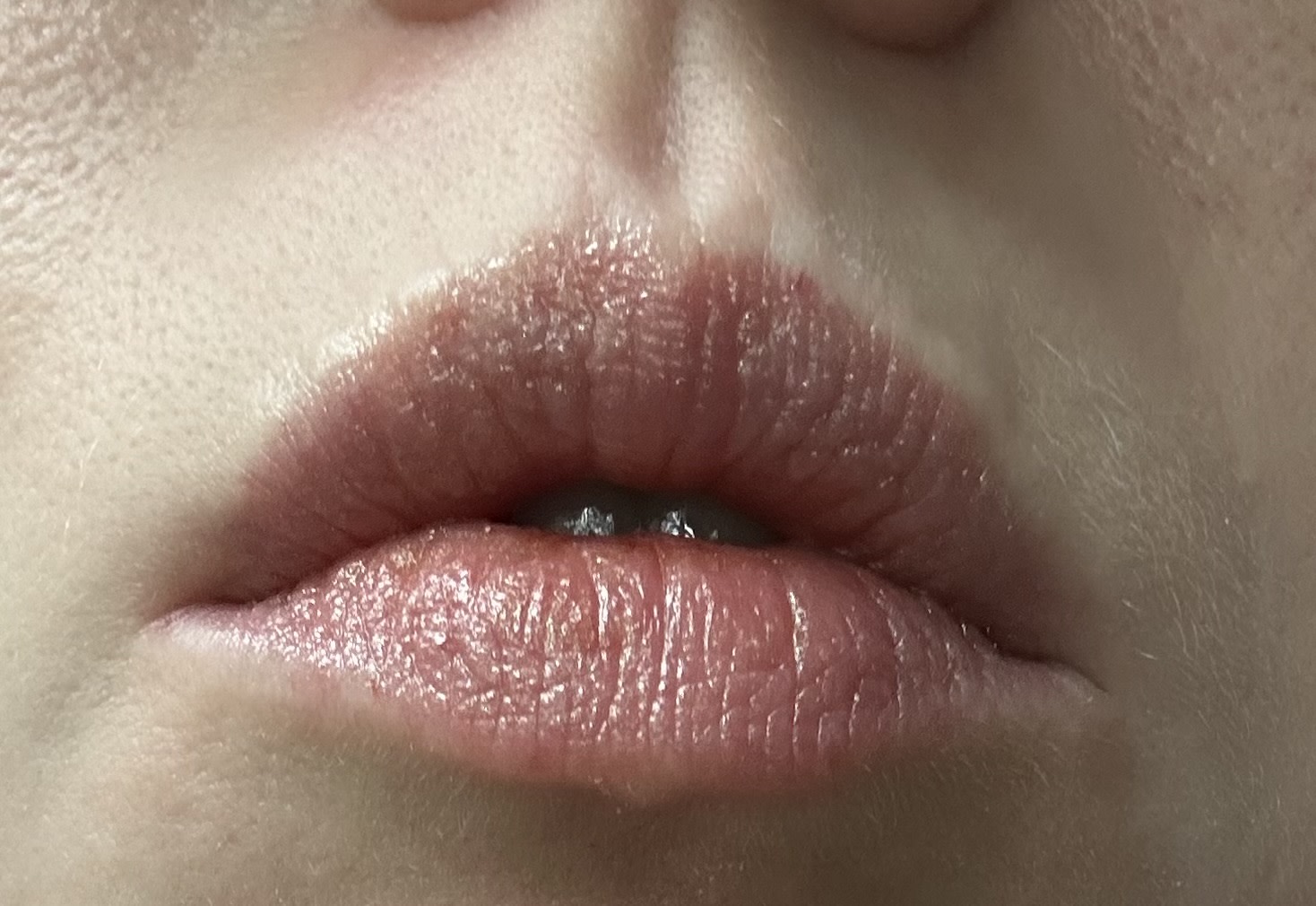 Gloss on lips