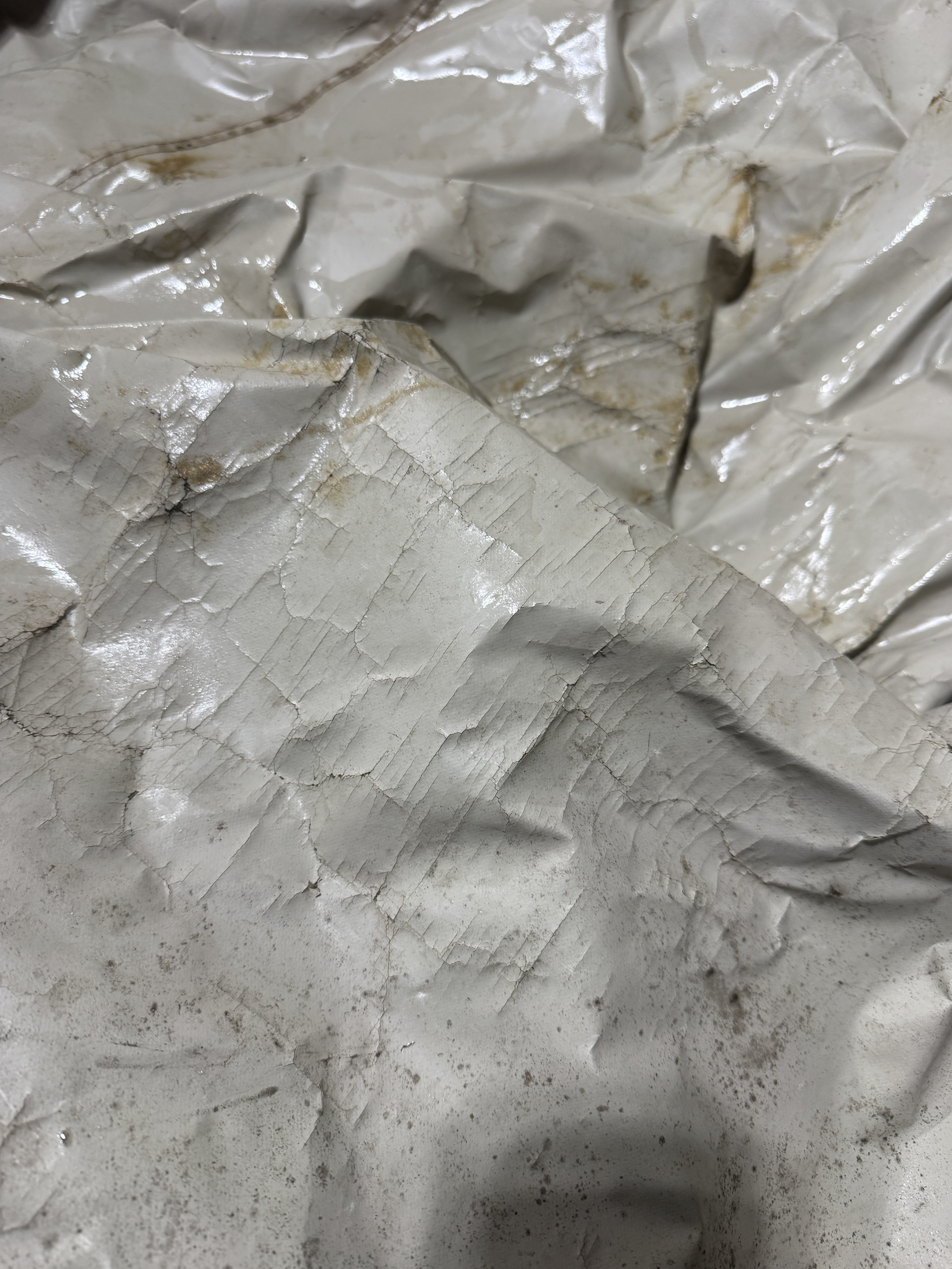 inside showing the cracks in the lining