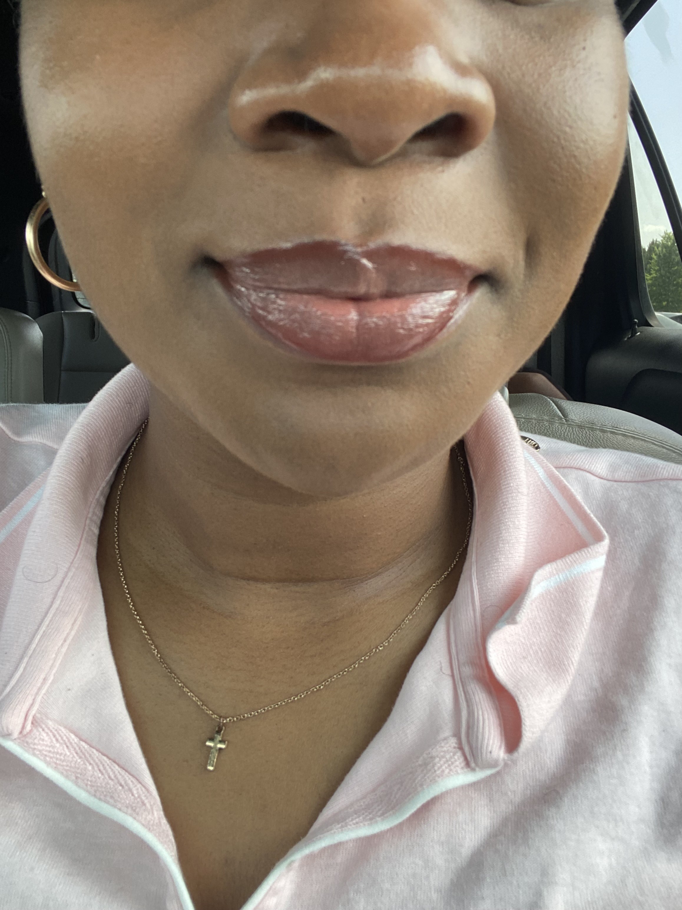 With lipgloss