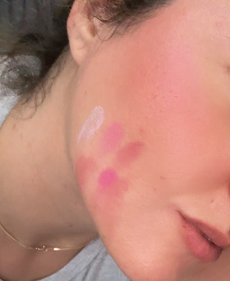 First tracks on my cheeks! Swatches below