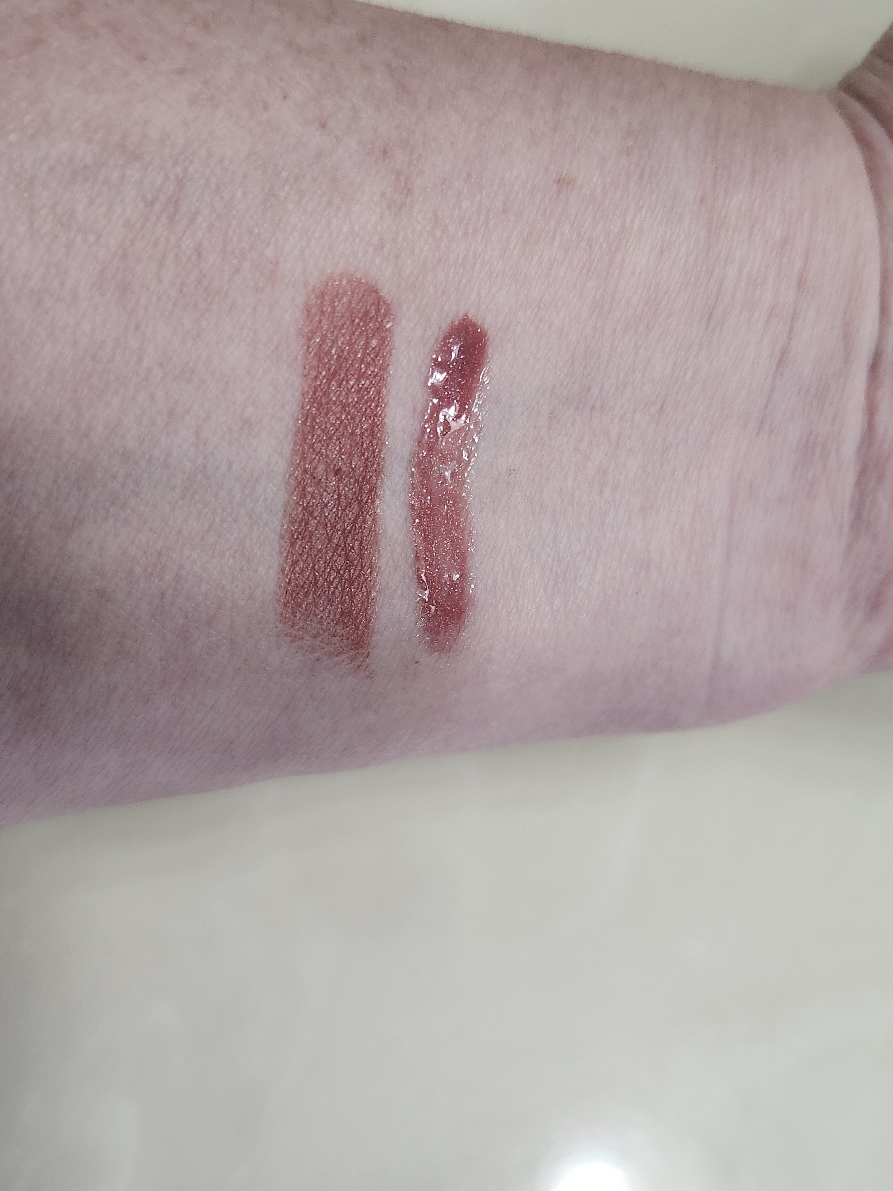 Swatch next to lipgloss